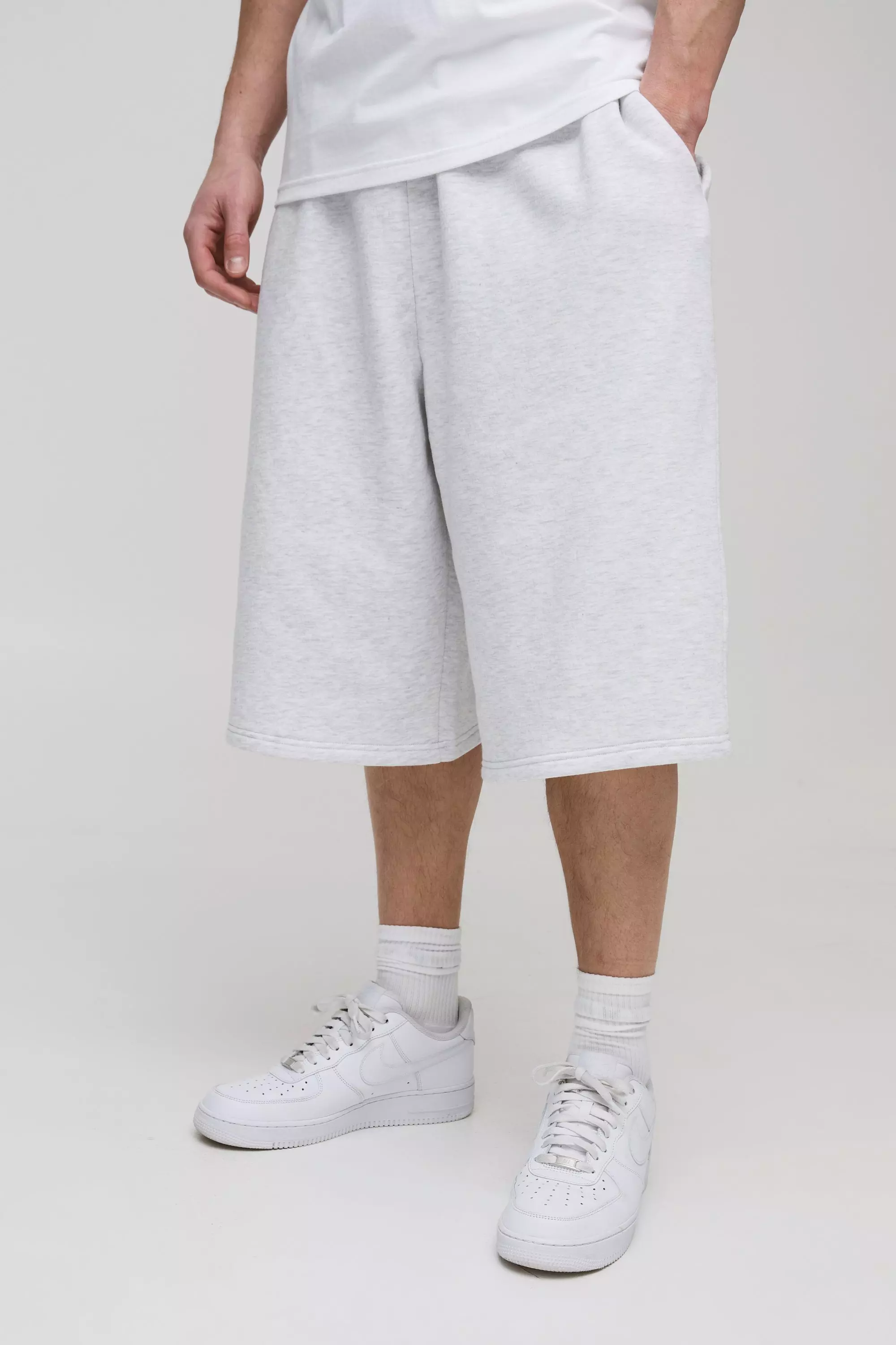 Grey marl Tall Basic Longline Jersey Shorts alternative image
