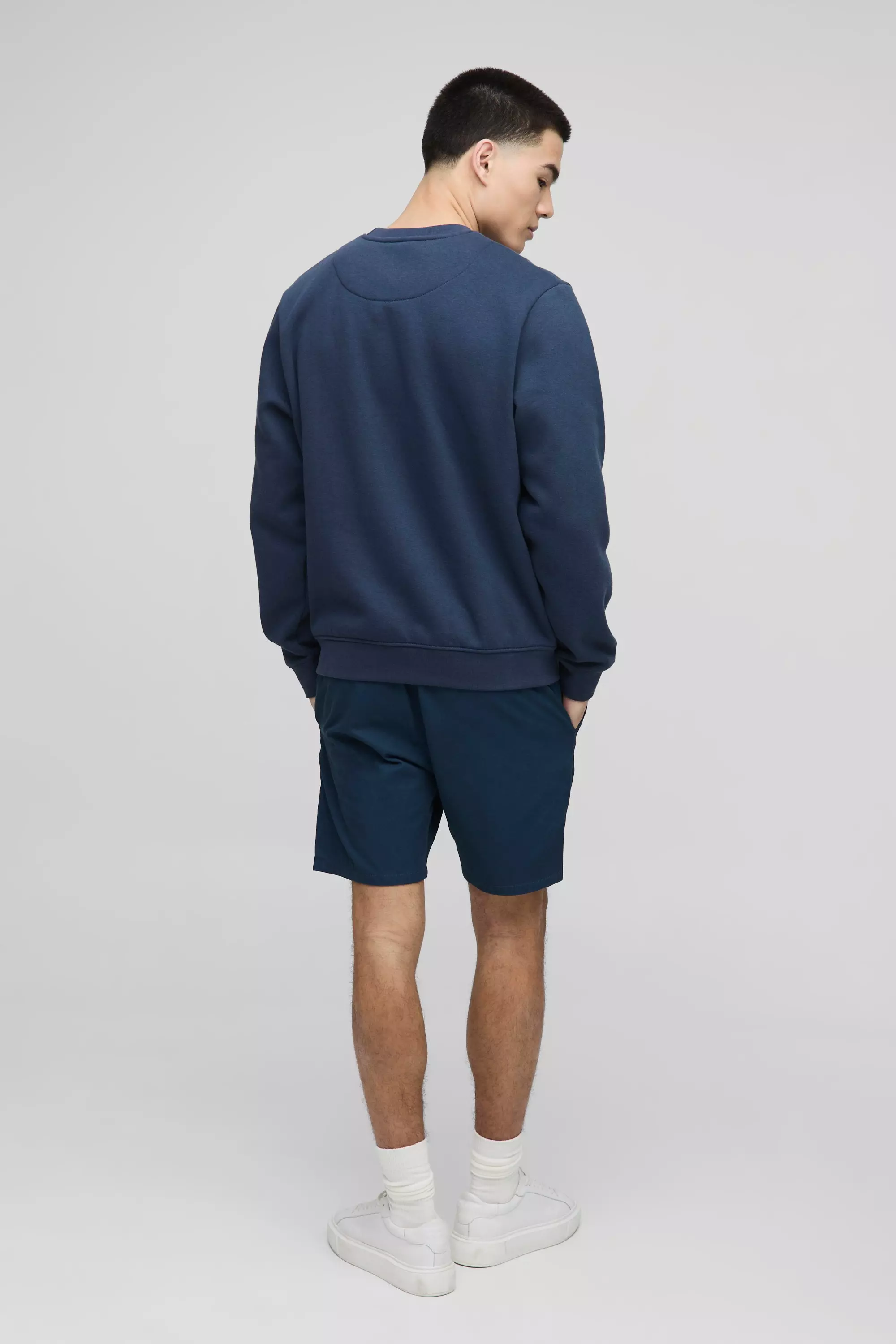 Navy Elasticated Waist Slim Fit Twill Shorts alternative image