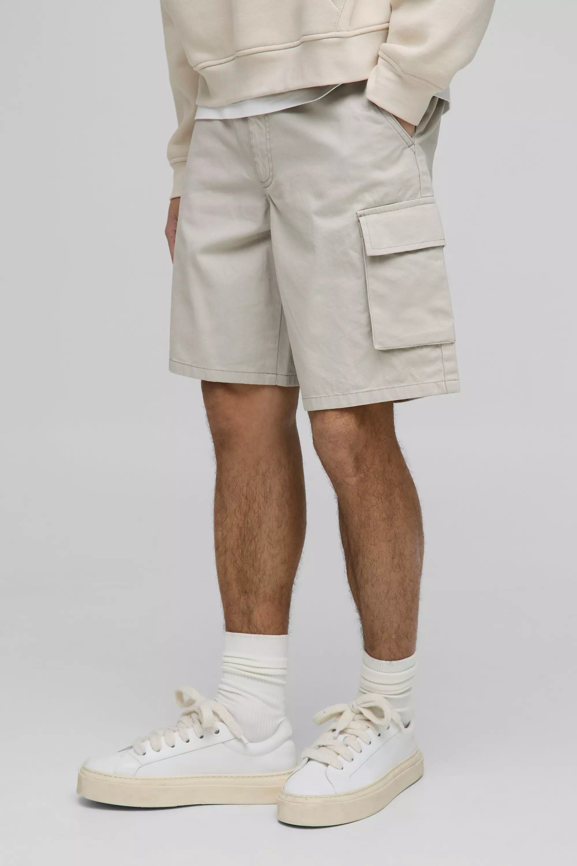 Pantaloncini Cargo Cargo in twill con vita fissa, Stone immagine alternativa