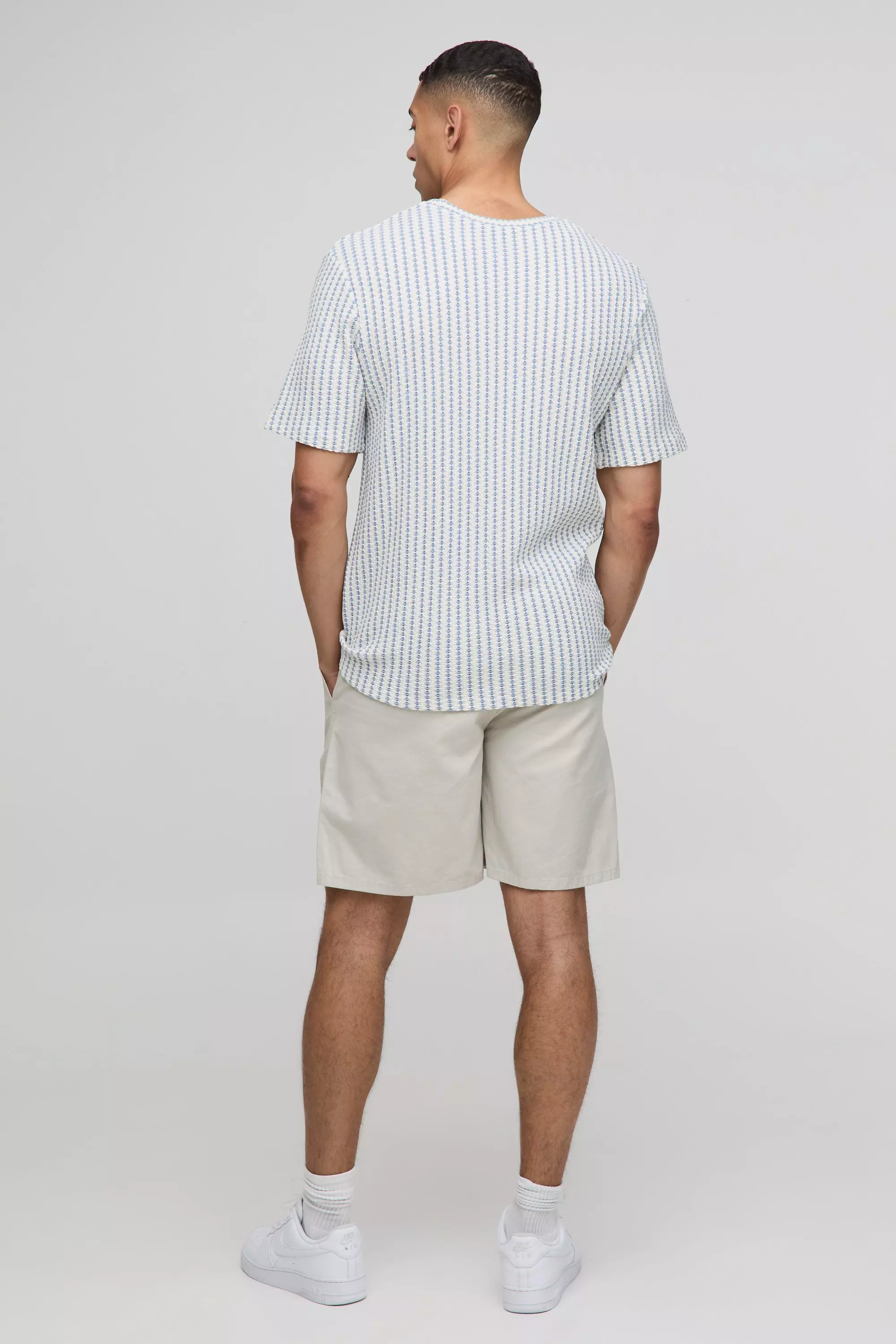 Stone Elasticated Baggy Twill Split Hem Shorts alternative image