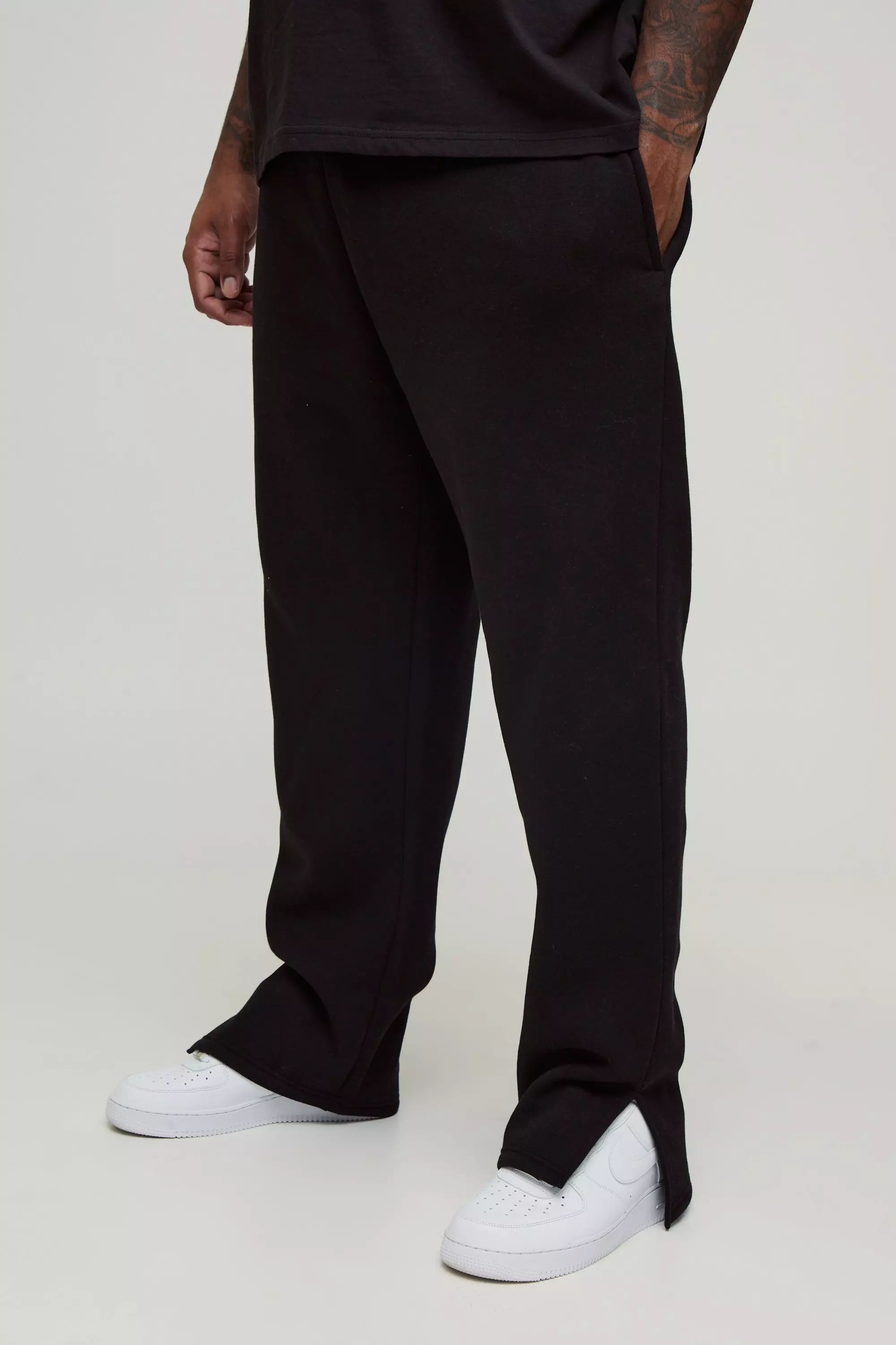 Black Plus 330GSM Regular Fit Split Hem Joggers alternative image
