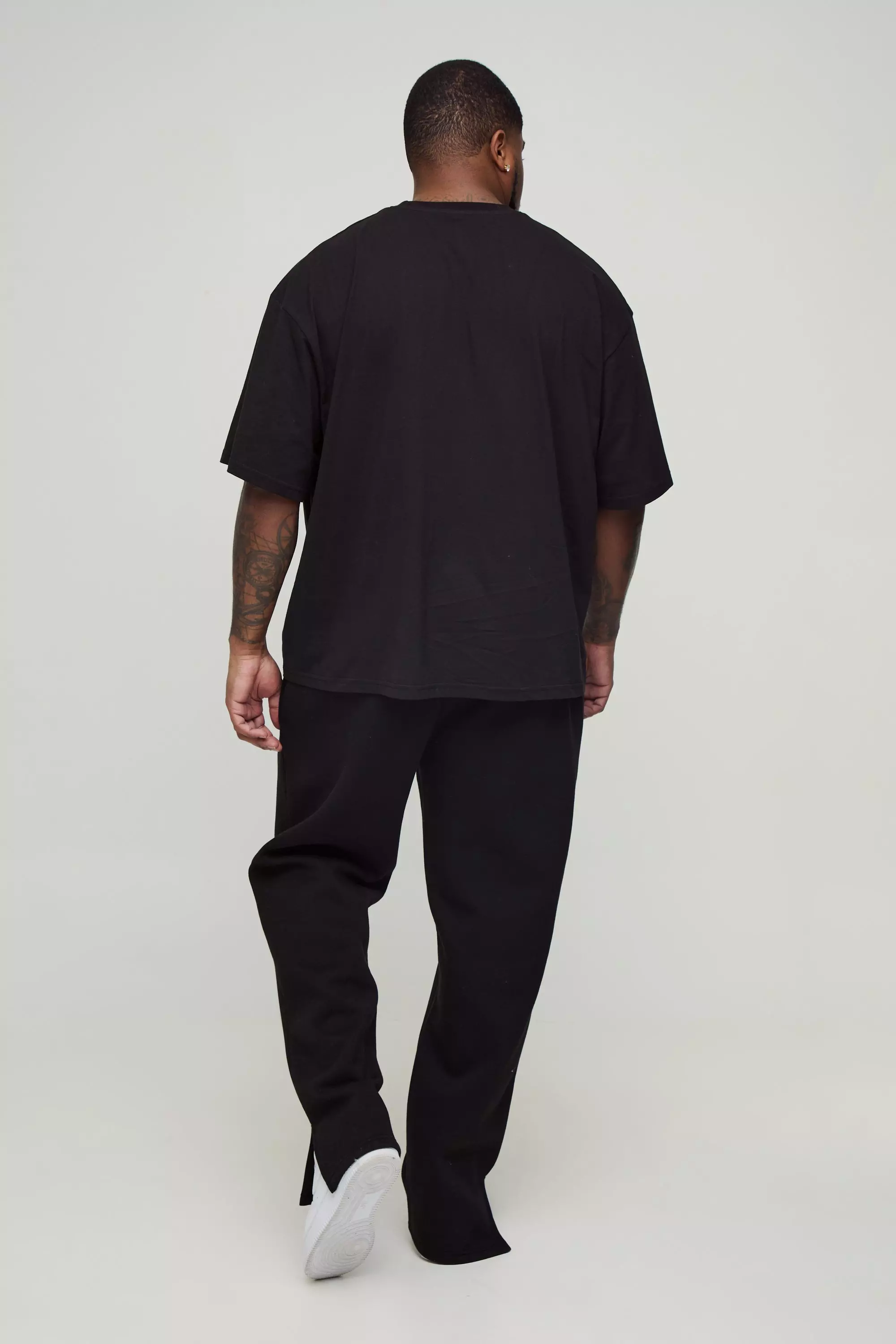 Black Plus 330GSM Regular Fit Split Hem Joggers alternative image