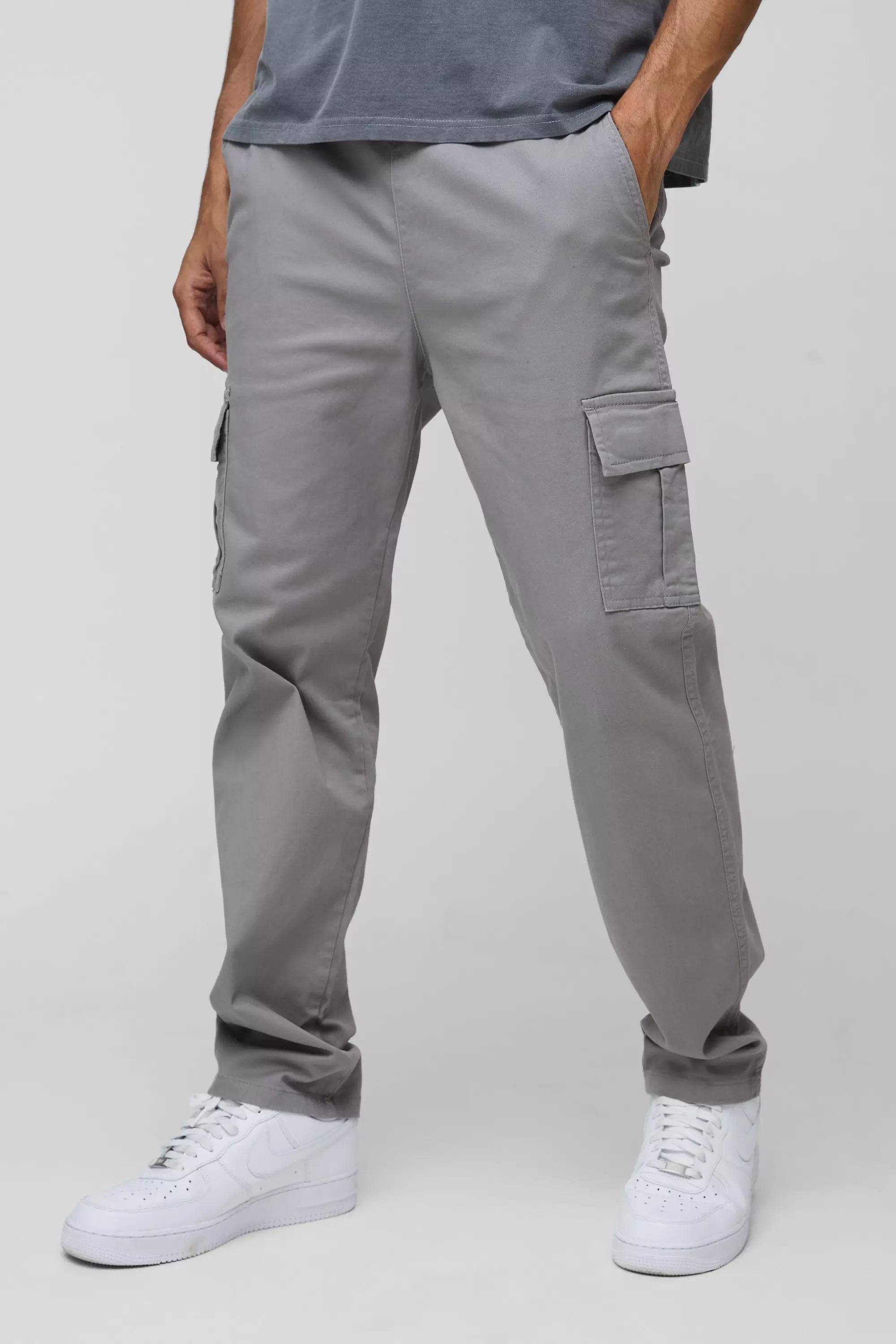 Light deals grey cargo trousers