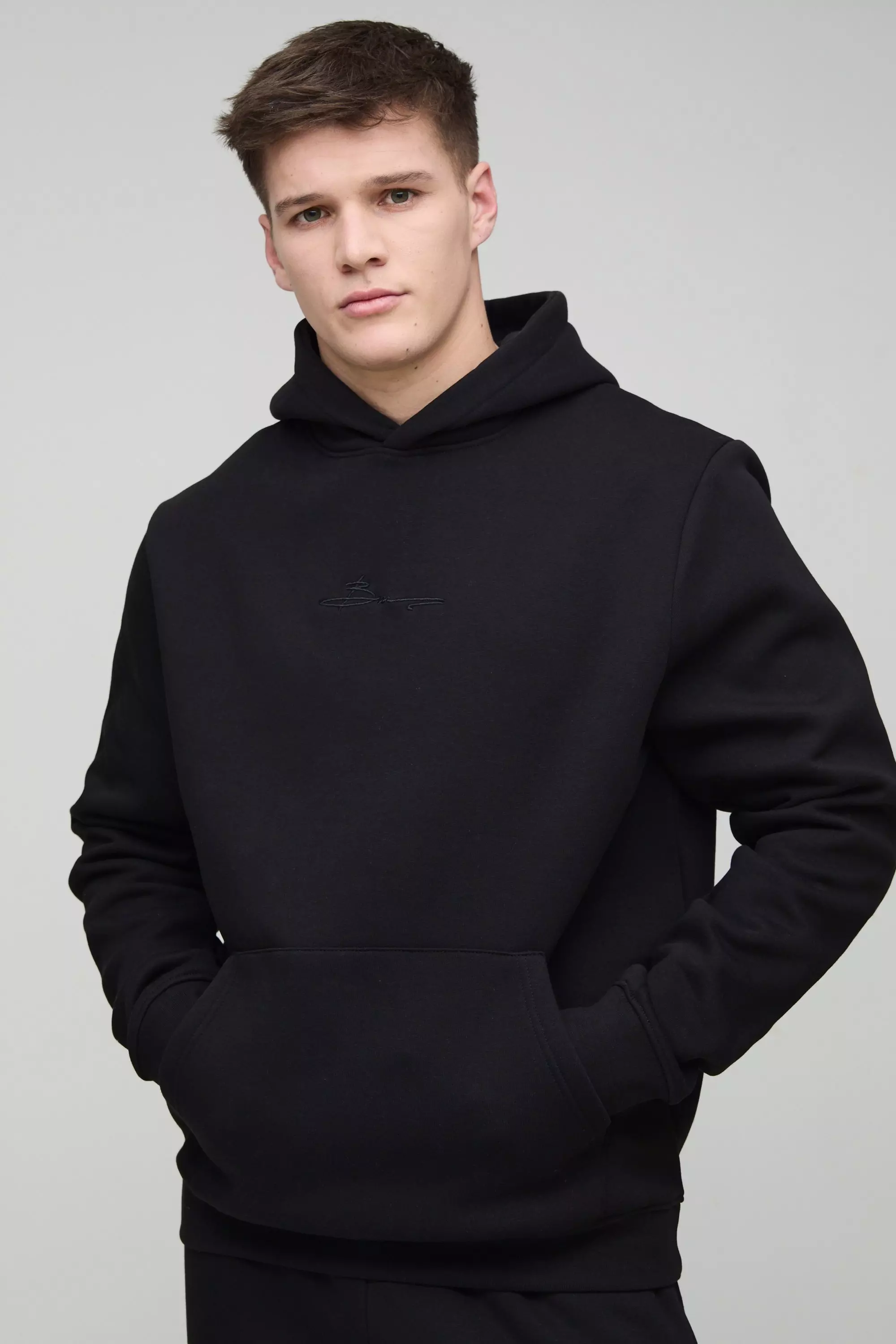 Tall 330GSM Homme Hoodie, Black alternatives Bild