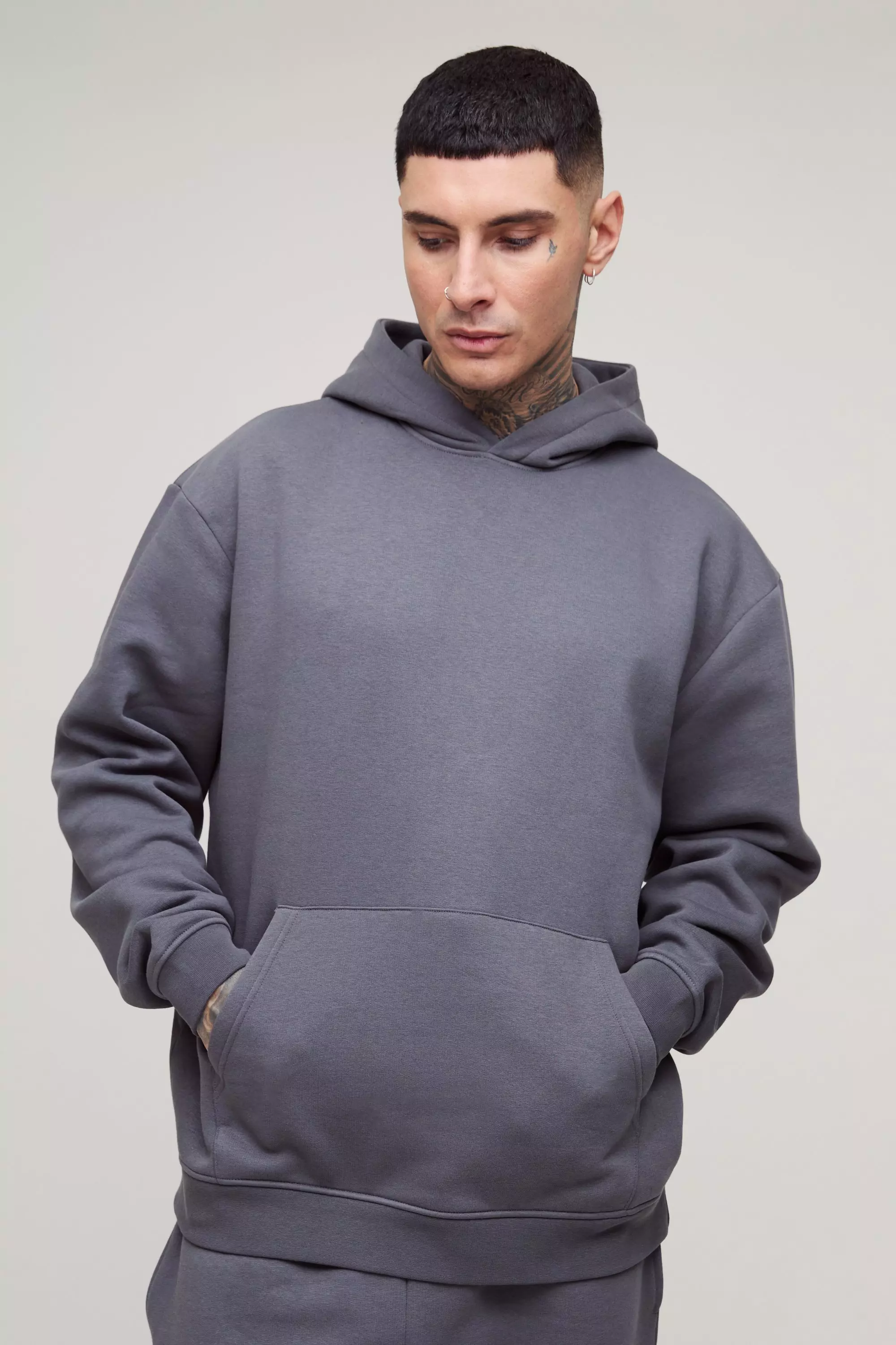 Charcoal Tall Basic Oversized 330GSM Overhead Hoodie alternatieve afbeelding