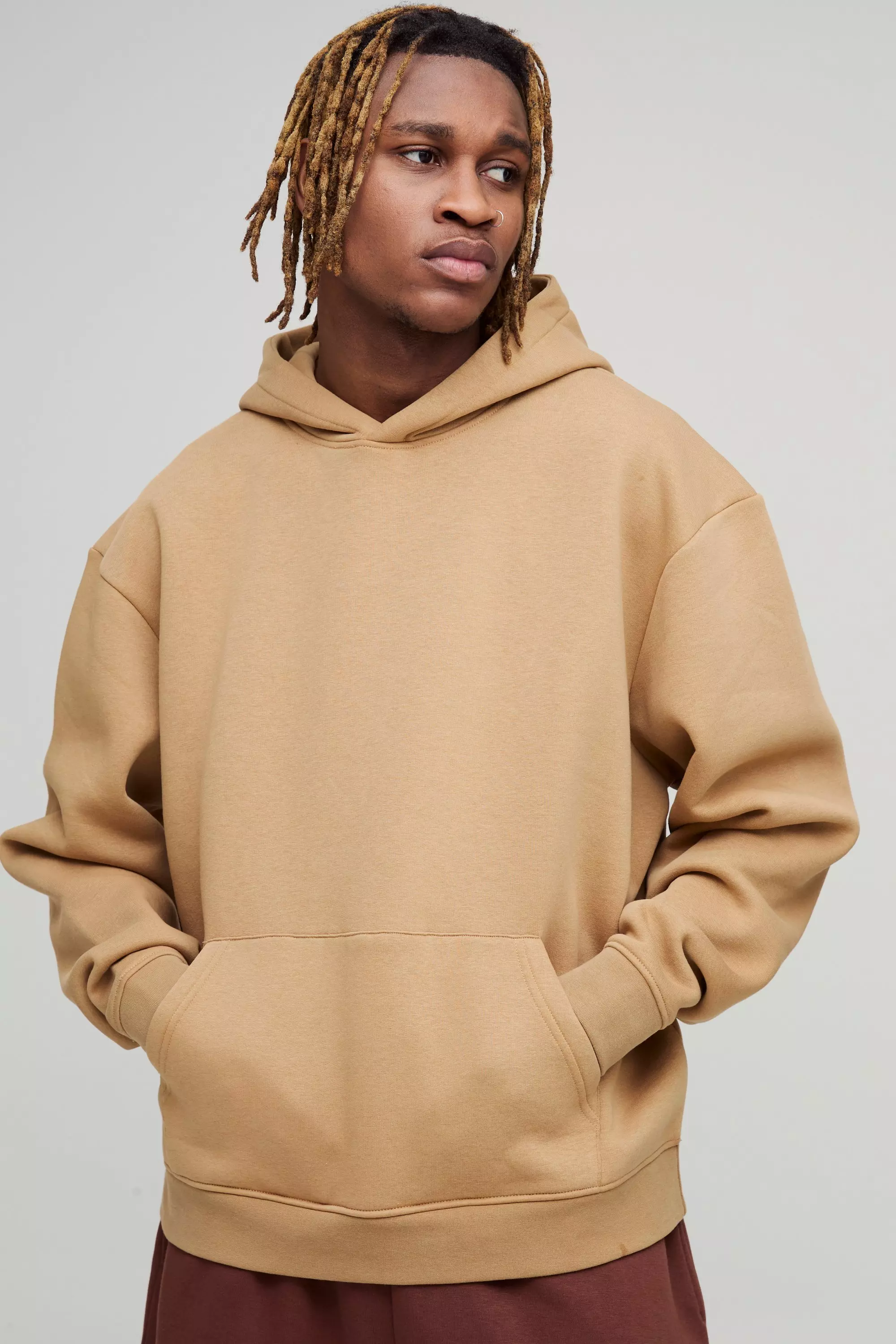 Taupe Tall 330GSM Oversized Boxy Basic Hoodie alternative image