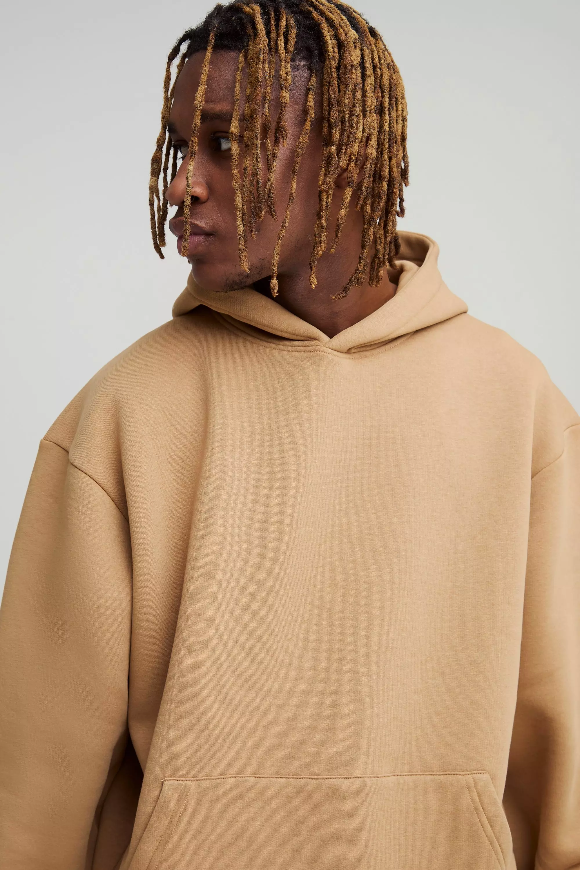 Taupe Tall 330GSM Oversized Boxy Basic Hoodie alternative image