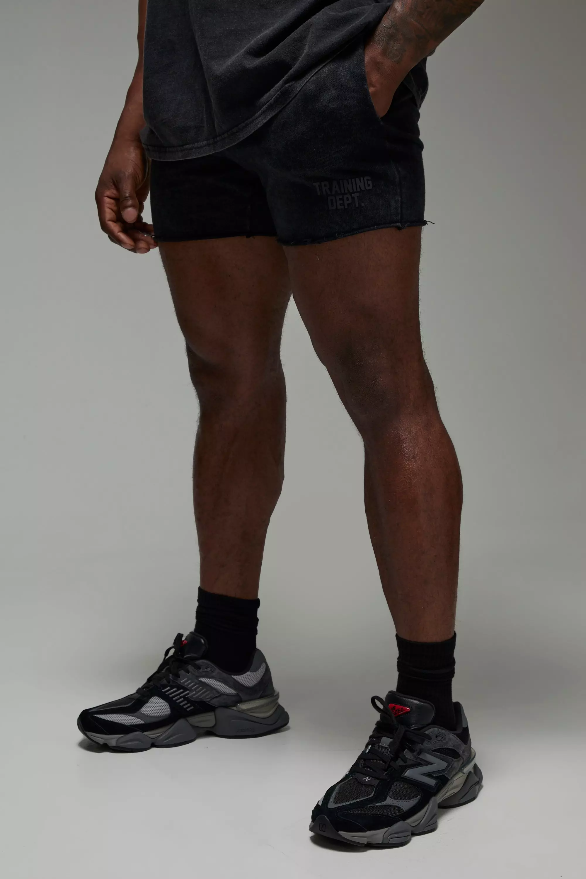 Black Man Active Training Dept. Relaxed Washed Shorts