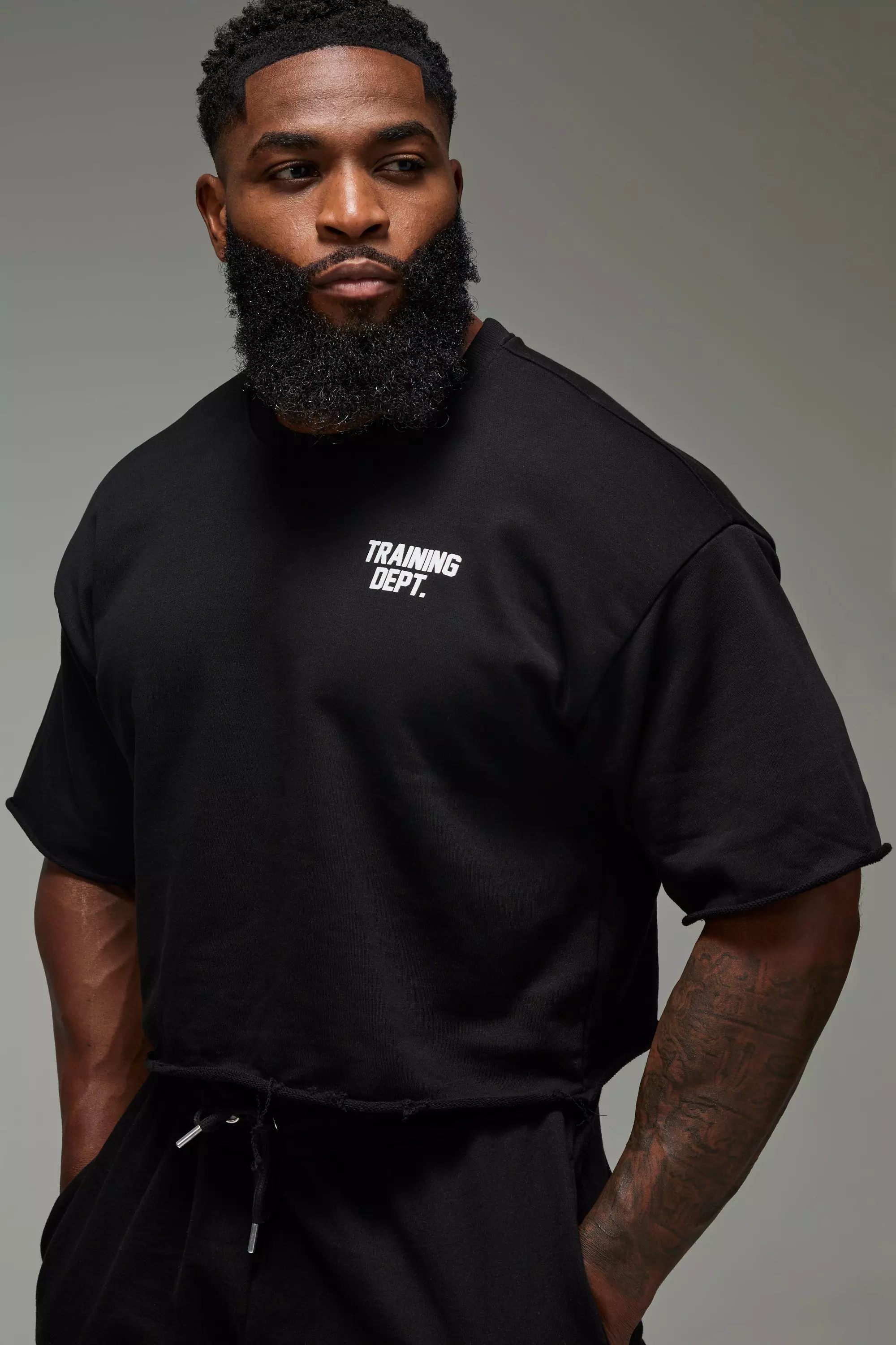 Black Man Active Training Dept Short Cropped Sleeve Sweat alternative image