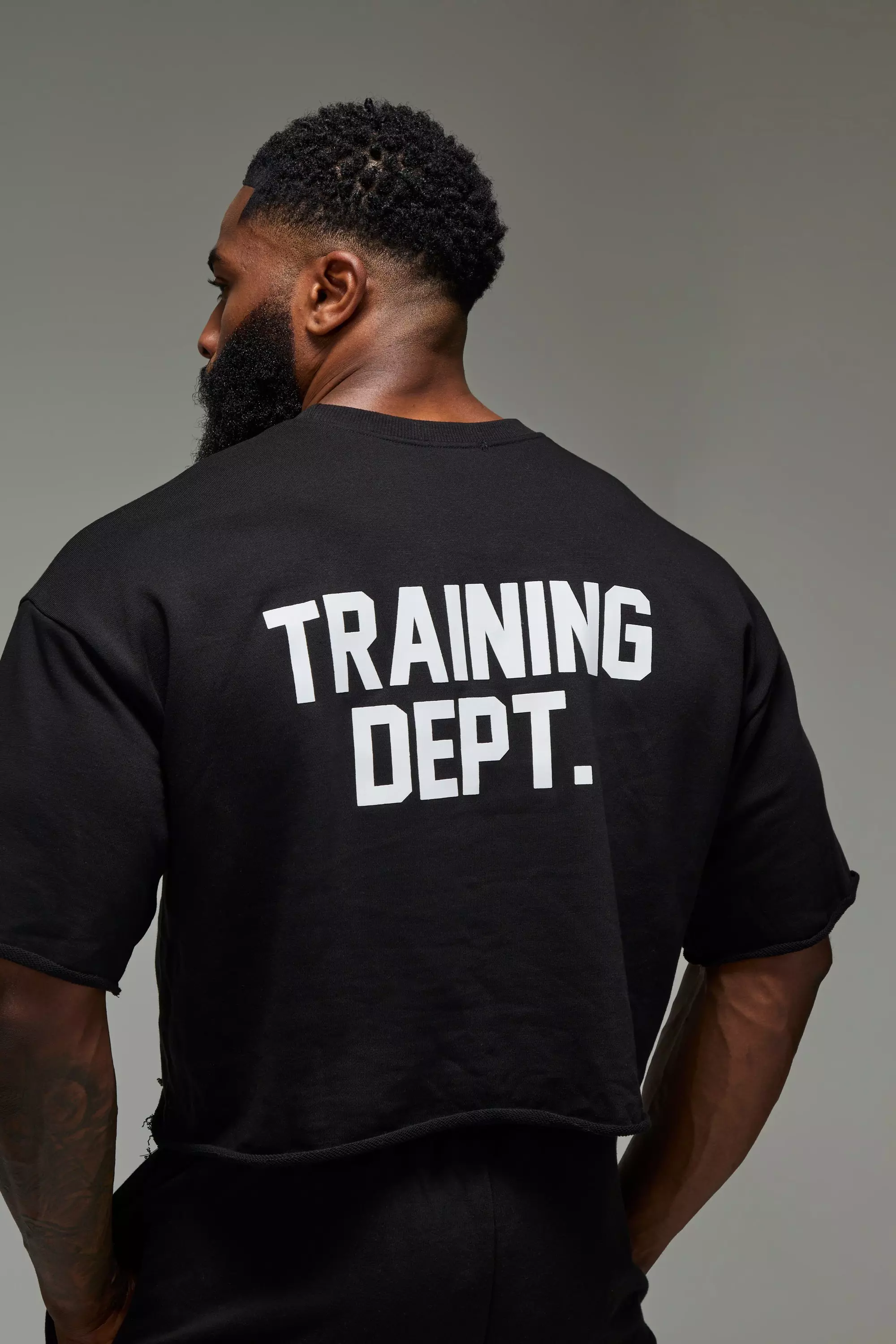 Black Man Active Training Dept Short Cropped Sleeve Sweat alternative image