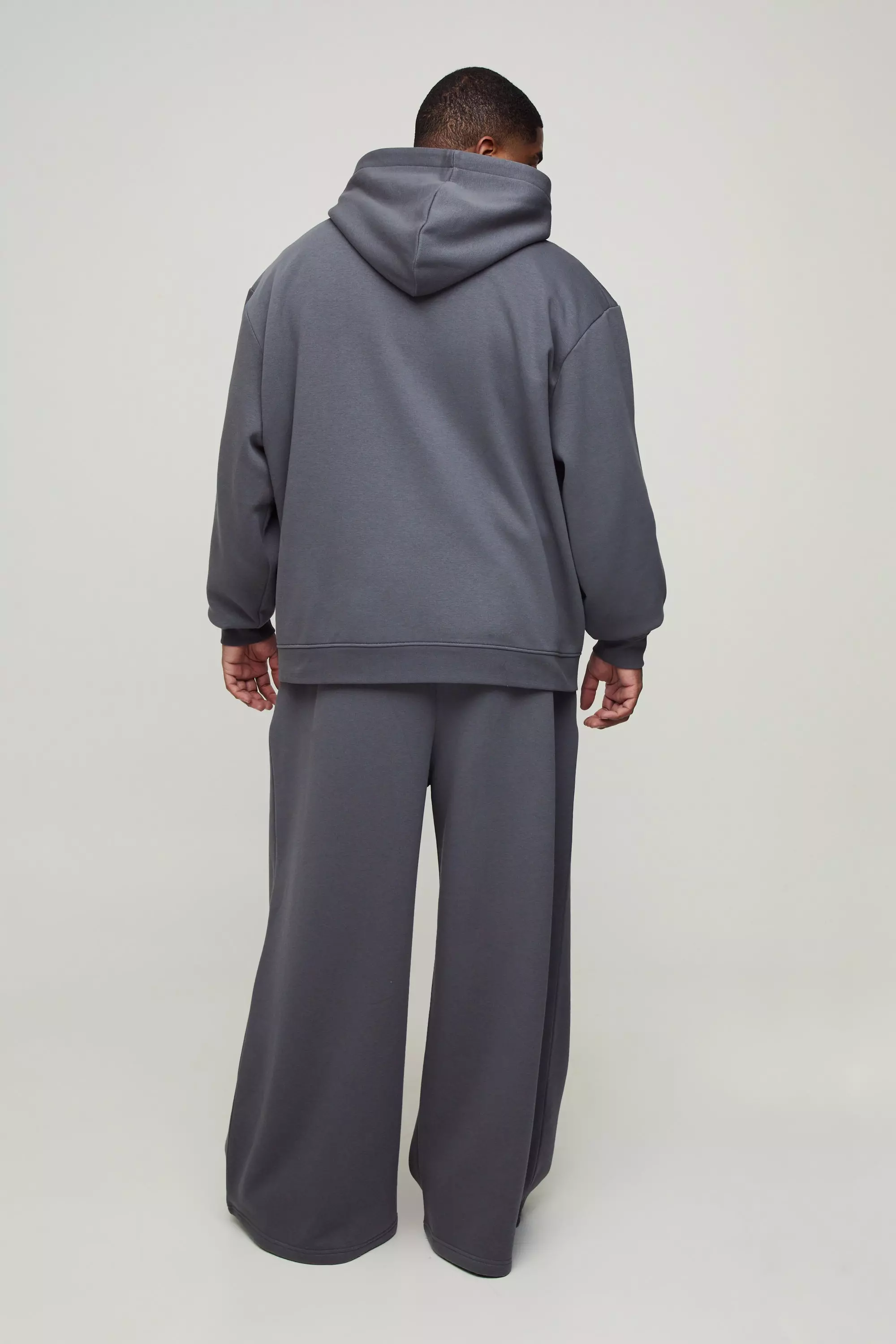 Plus 330GSM Extreme Wide Leg Basic Joggers, Charcoal autre image