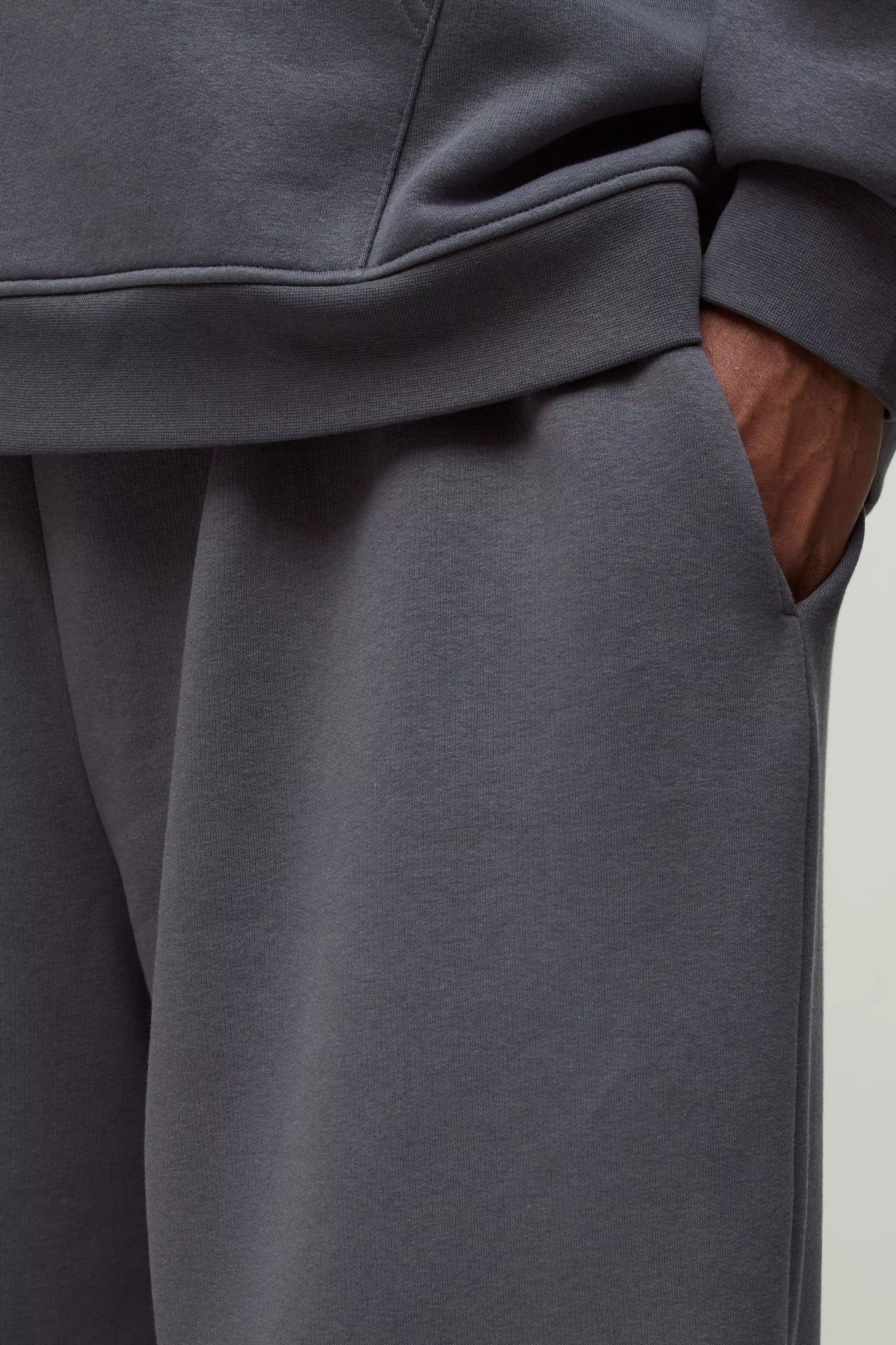 Plus 330GSM Extreme Wide Leg Basic Joggers, Charcoal autre image