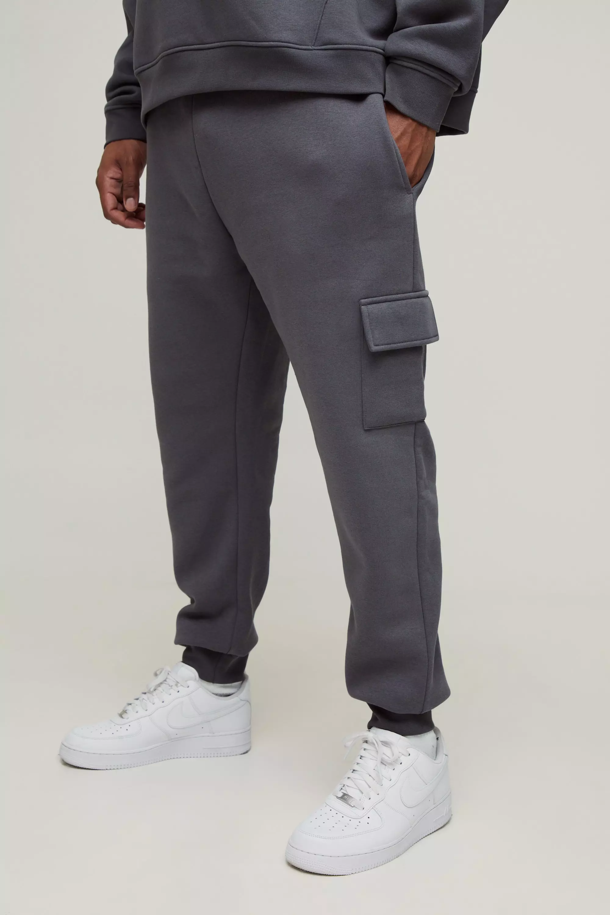 Charcoal Plus 330GSM Skinny Fit Basic Cargo Joggers alternative image