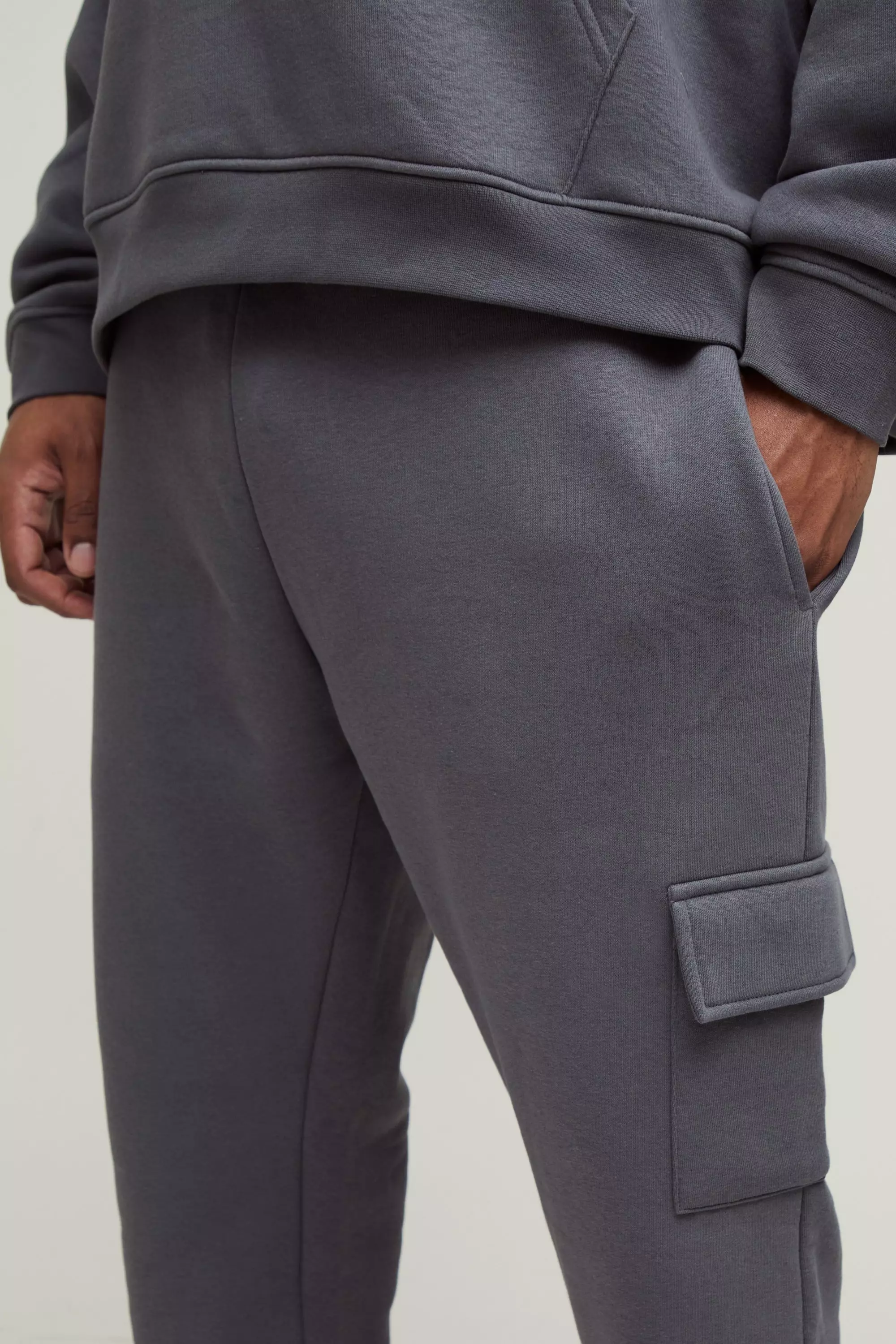 Charcoal Plus 330GSM Skinny Fit Basic Cargo Joggers alternative image