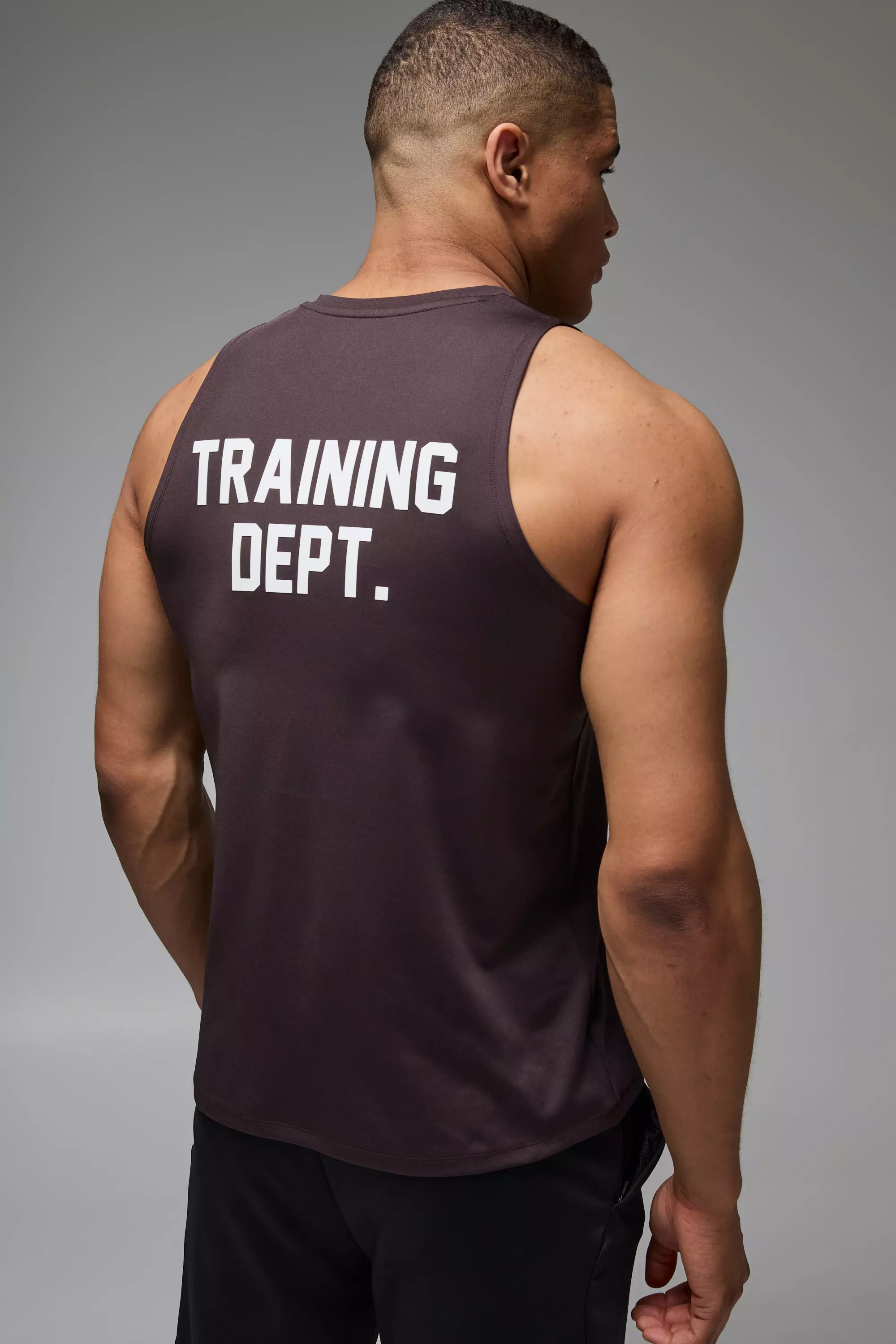 Dark brown Man Active Performance Training Dept. Tank Top alternatieve afbeelding