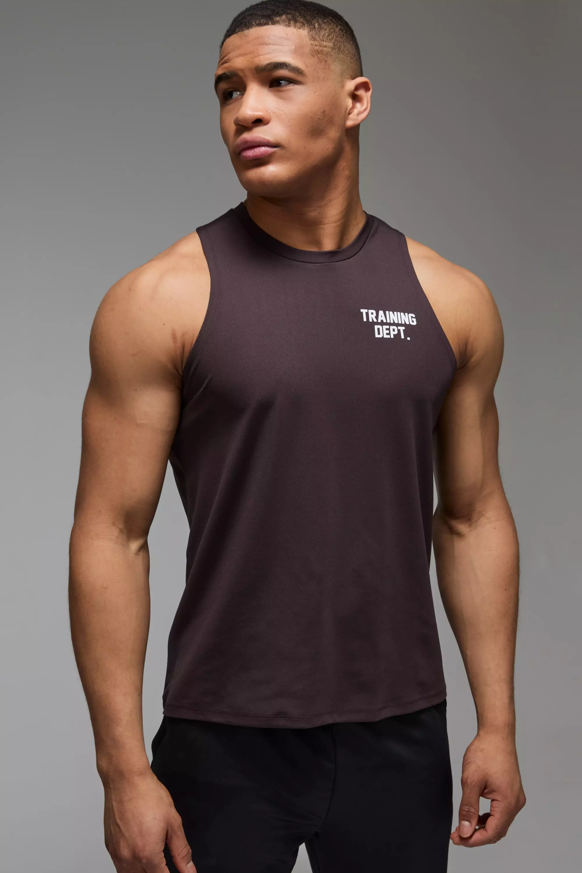 Dark brown Man Active Performance Training Dept. Tank Top alternatieve afbeelding