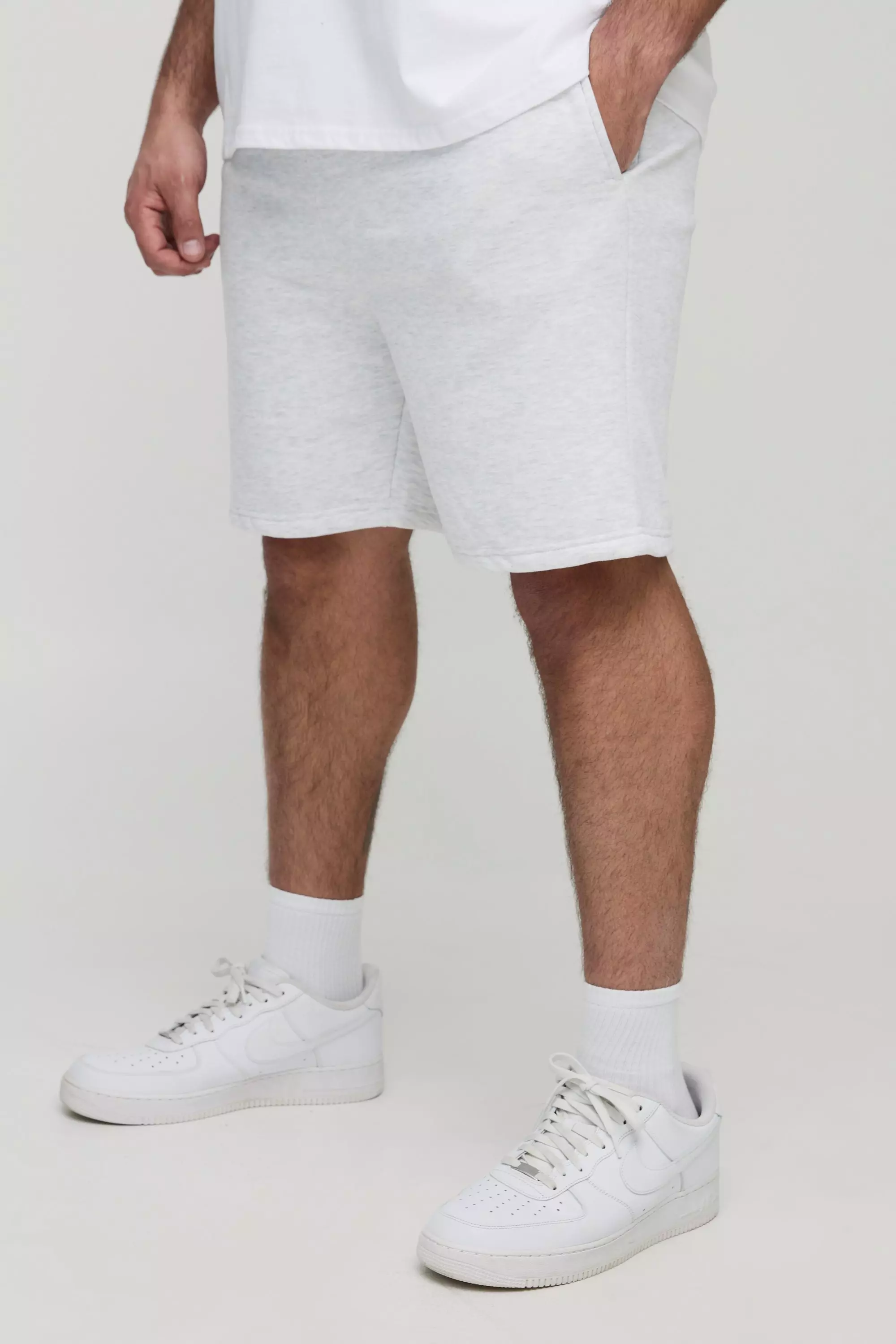 Grey marl Plus Basic Middellange Baggy Shorts alternatieve afbeelding