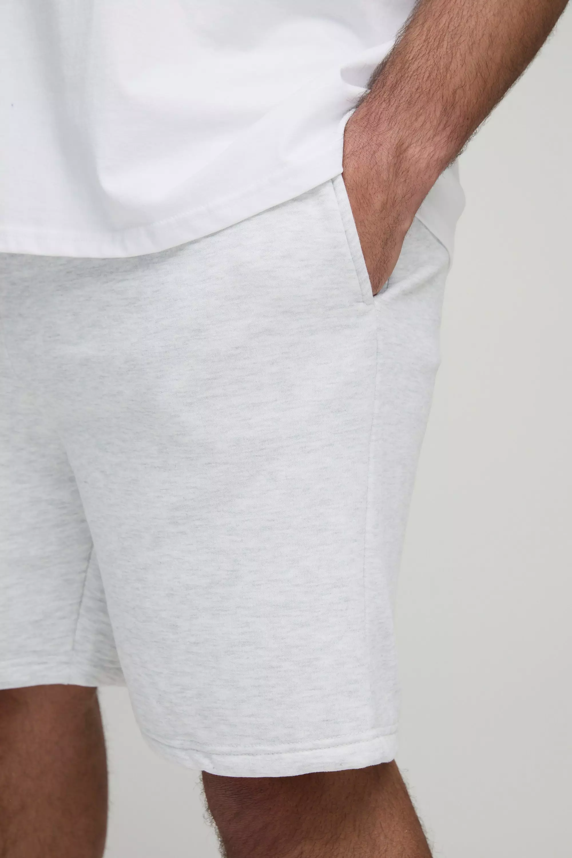 Grey marl Plus Basic Middellange Baggy Shorts alternatieve afbeelding