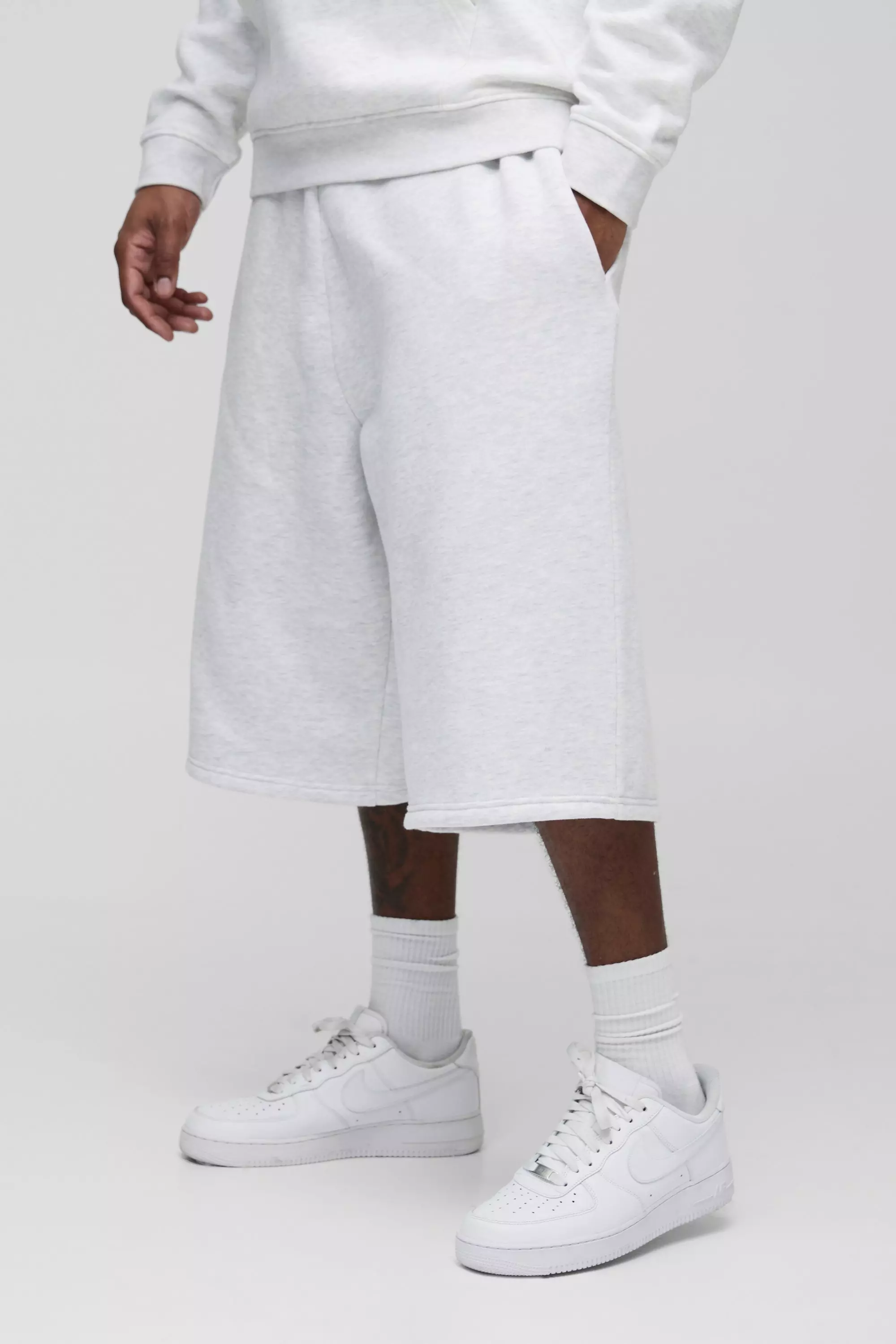 Grey marl Plus Basic Longline Jersey Shorts alternative image