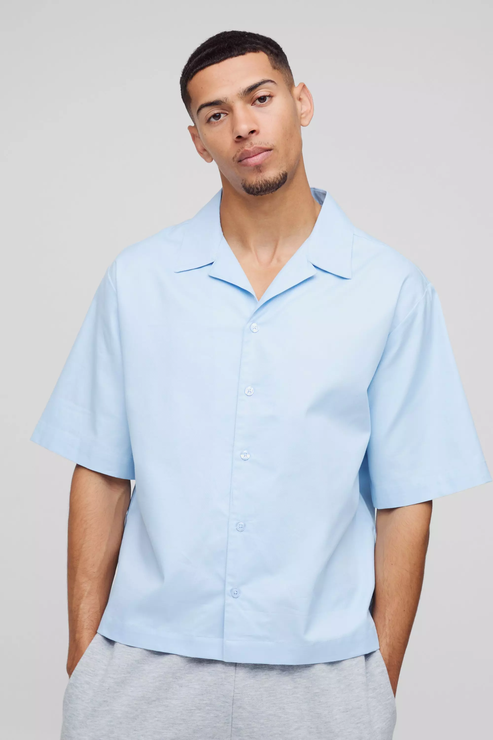 Light blue Oversized City Of Dreams Embroidered Revere Shirt alternative image