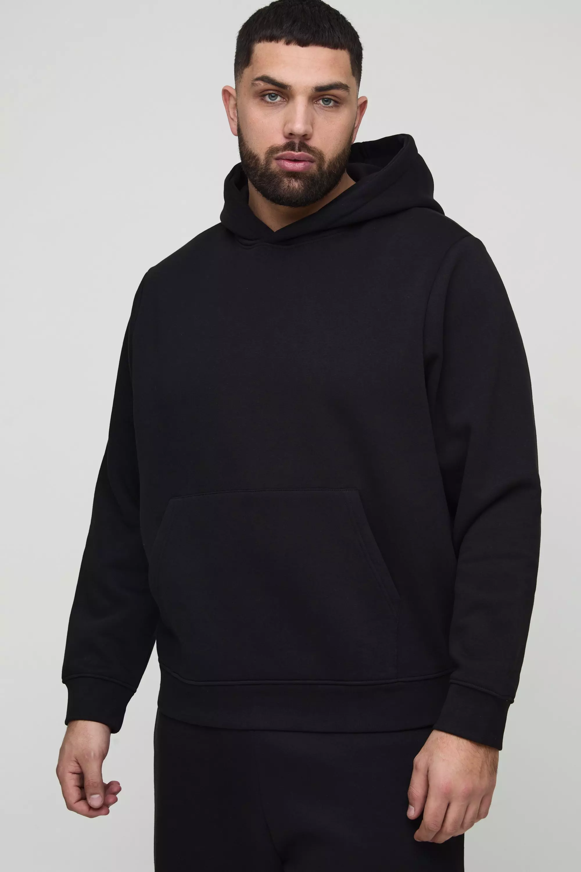 Black Plus 330GSM Over The Head Basic Regular Fit Hoodie alternative image