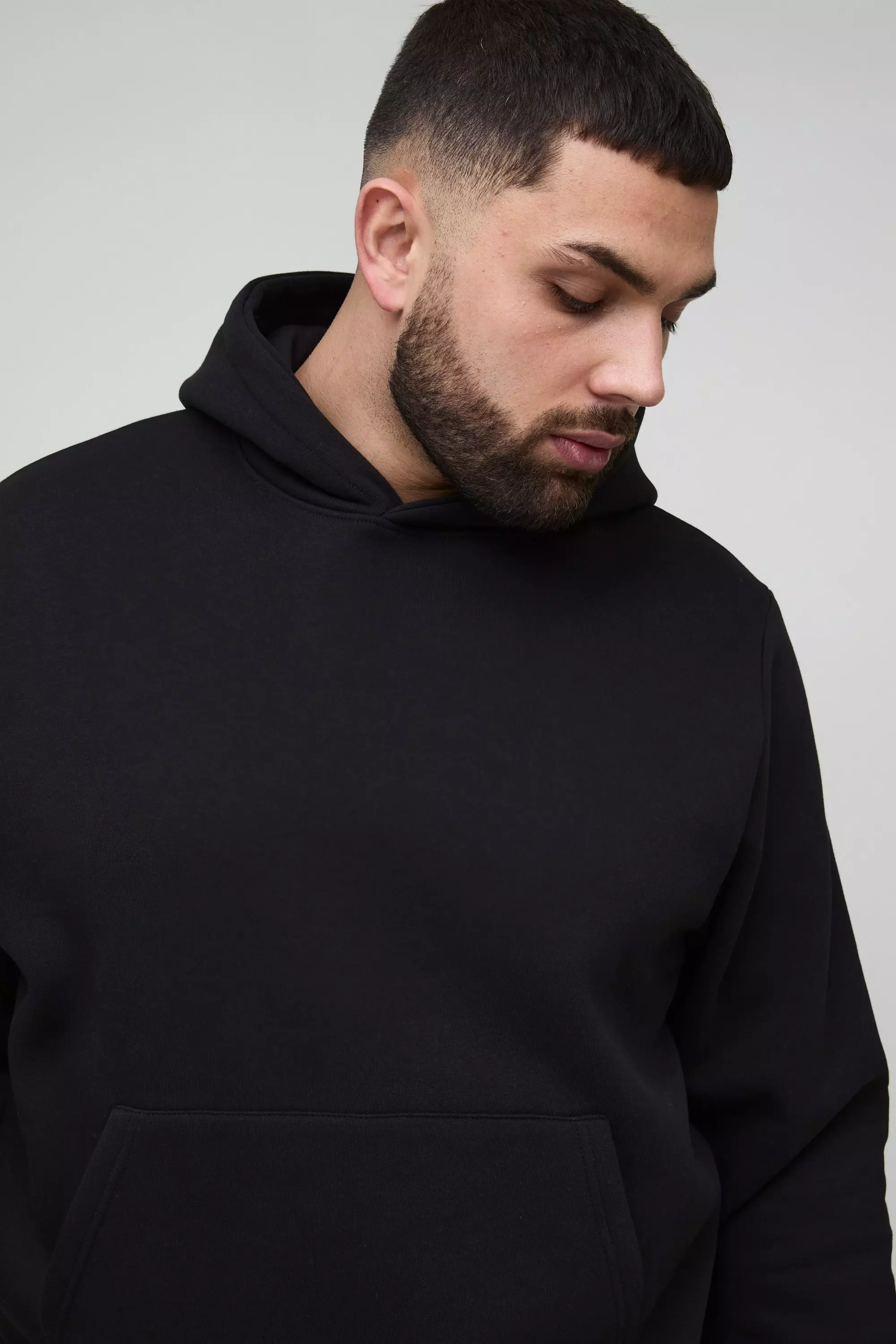 Black Plus 330GSM Over The Head Basic Regular Fit Hoodie alternative image
