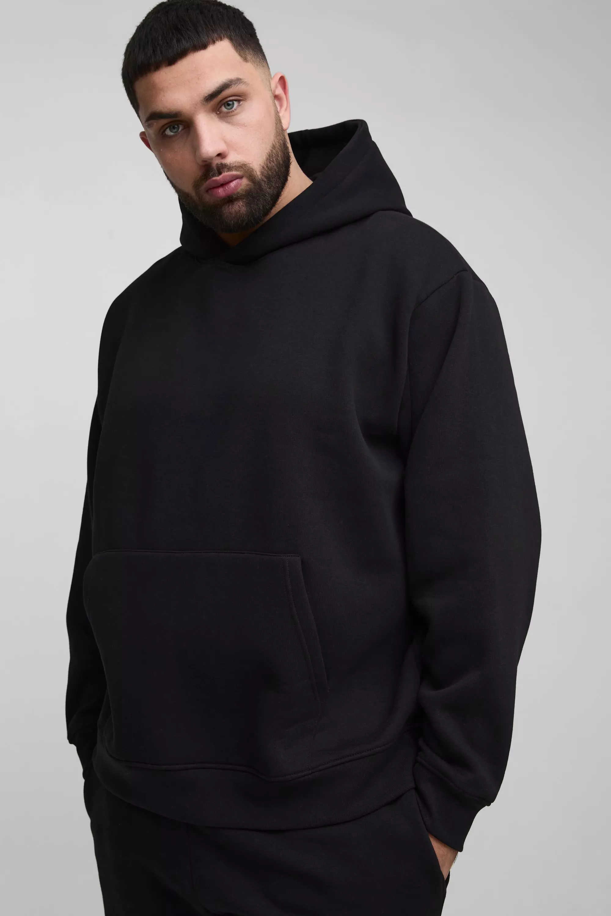 Grande taille - Sweat à capuche oversize basique, Black autre image