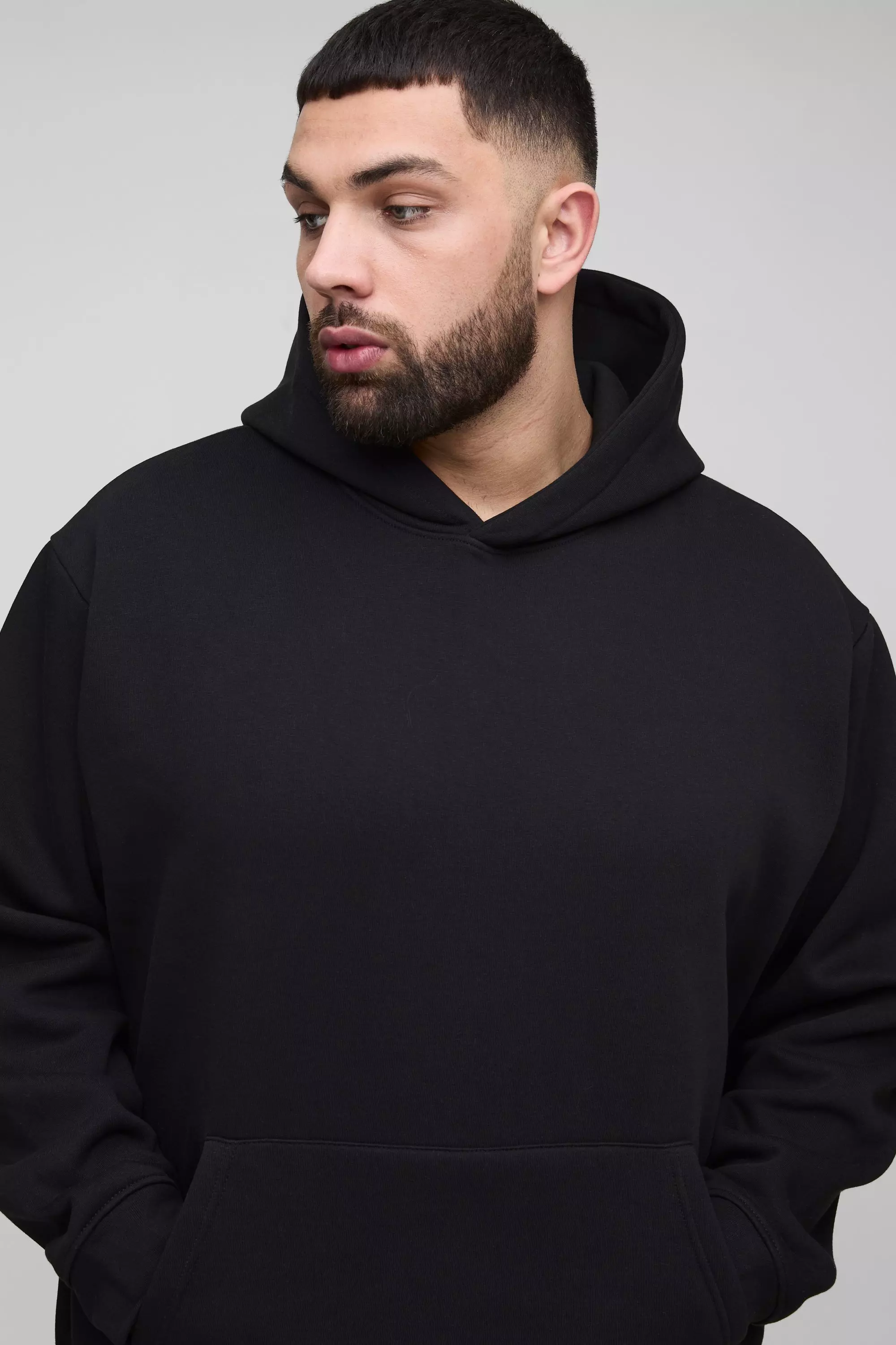 Grande taille - Sweat à capuche oversize basique, Black autre image