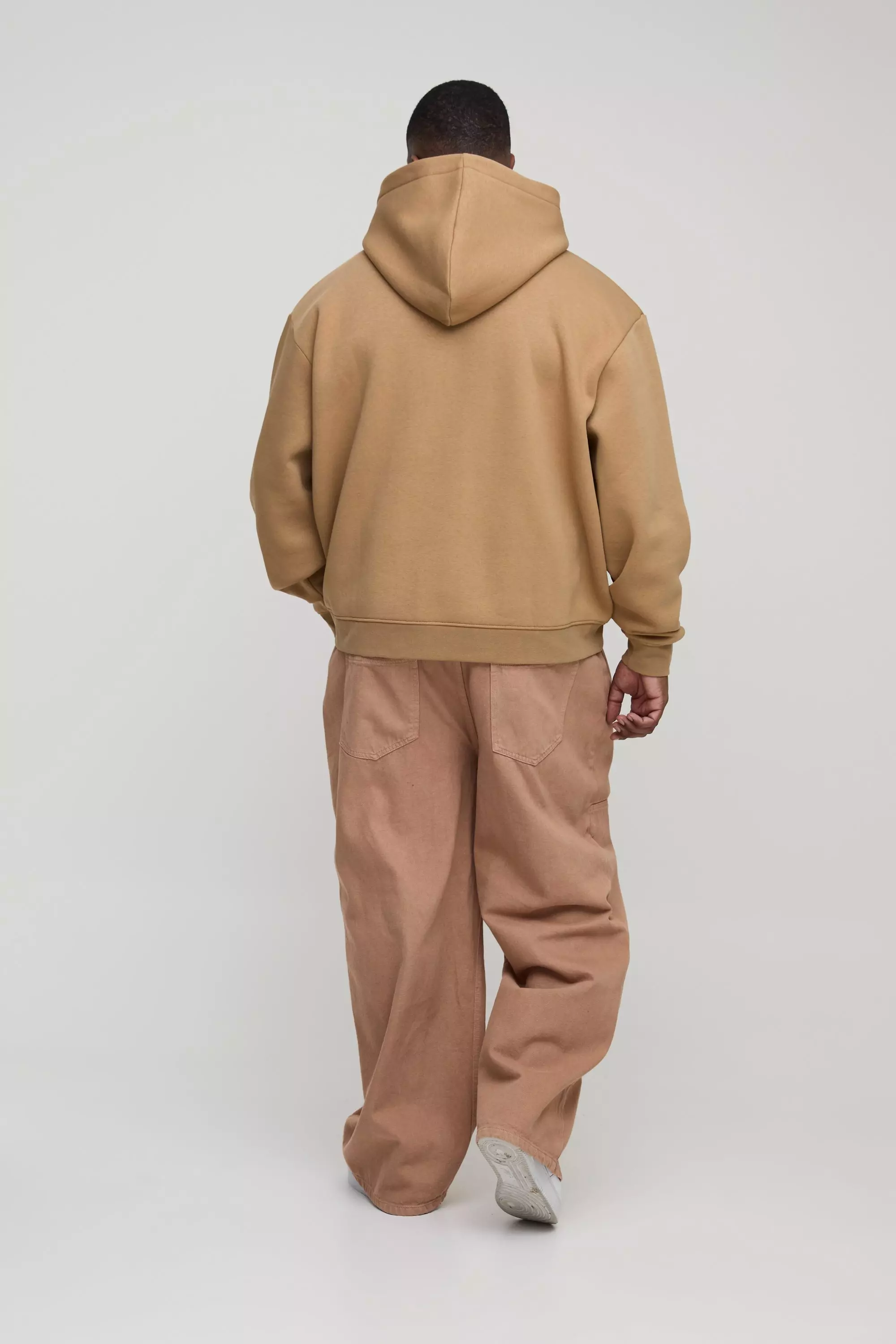 Plus kastiger Oversize Basic Hoodie, Taupe alternatives Bild