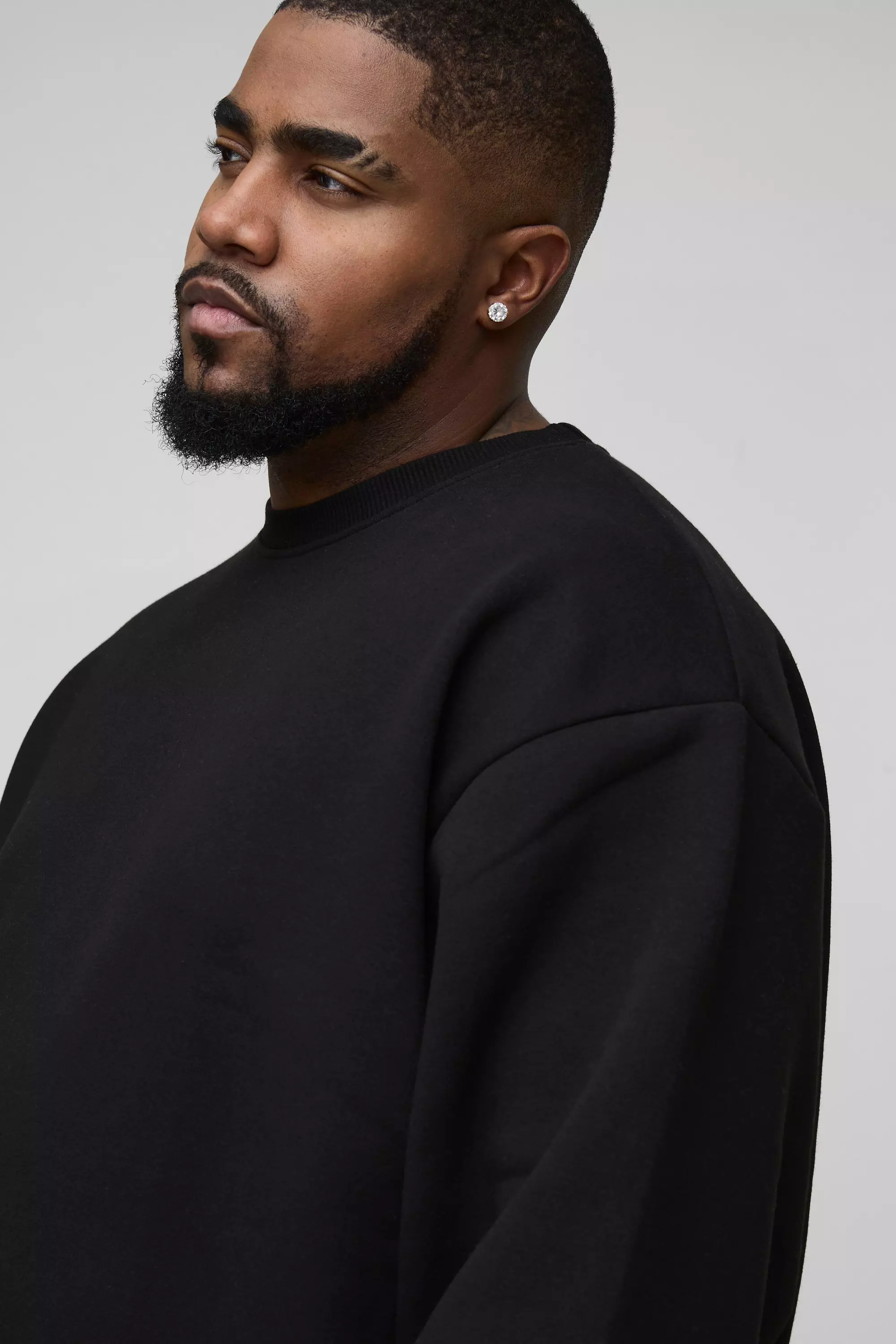 Black Plus 330GSM Oversized Basic Crew Neck Sweatshirt alternative image