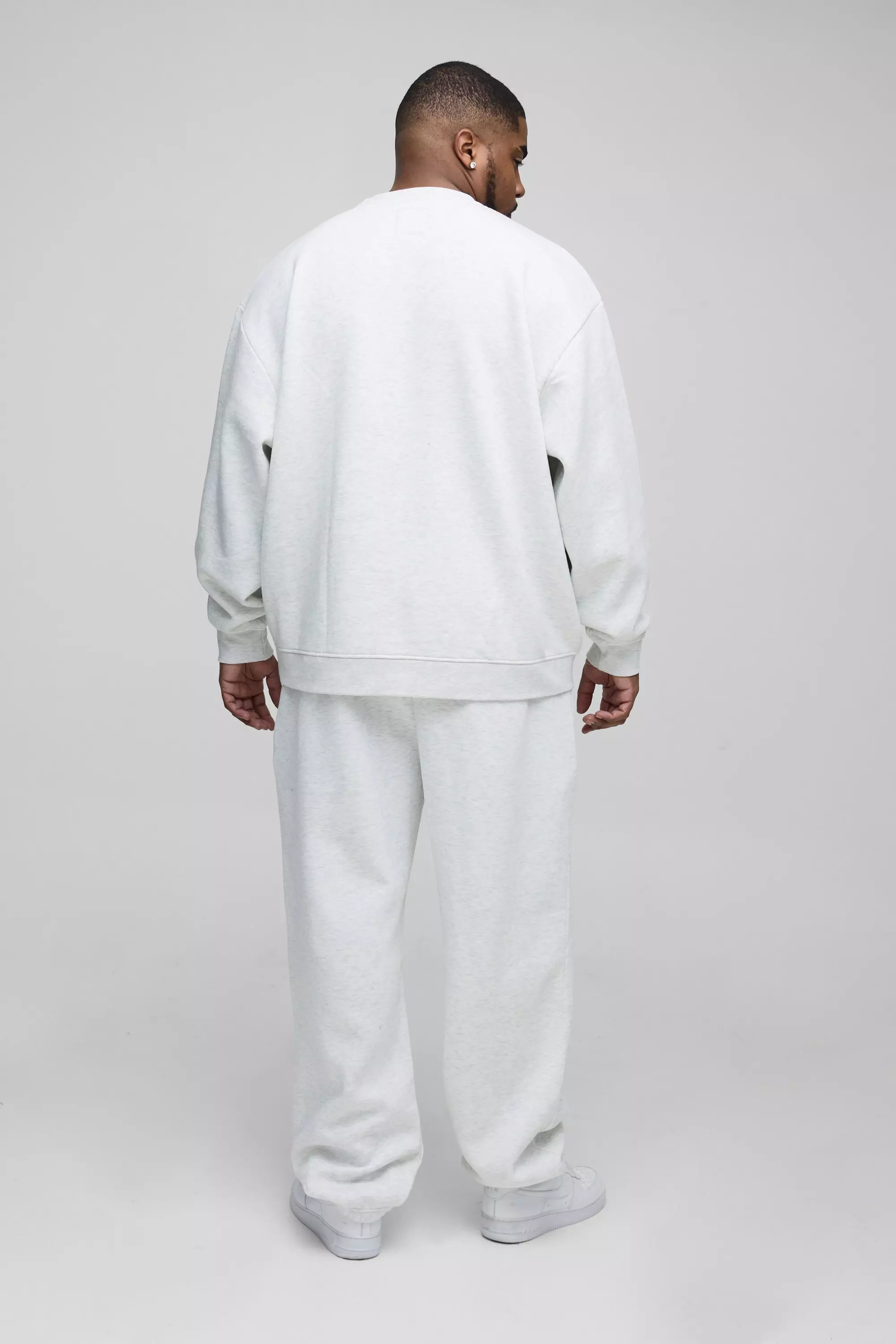 Grey marl Plus 330GSM Oversized Basic Crew Neck Sweatshirt alternative image