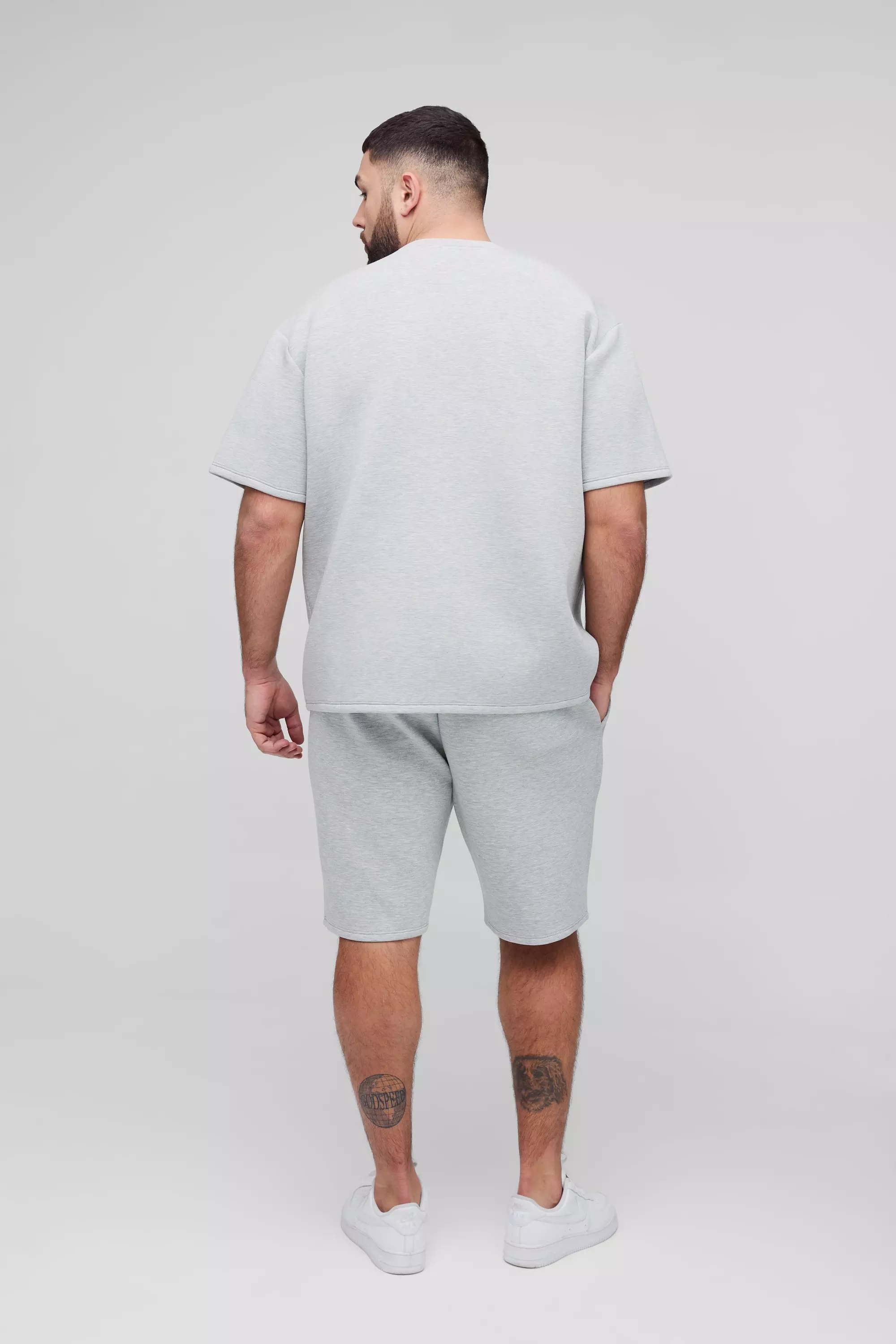 Grey marl Plus Oversized Scuba Mergel T-Shirt Met Reliëf alternatieve afbeelding