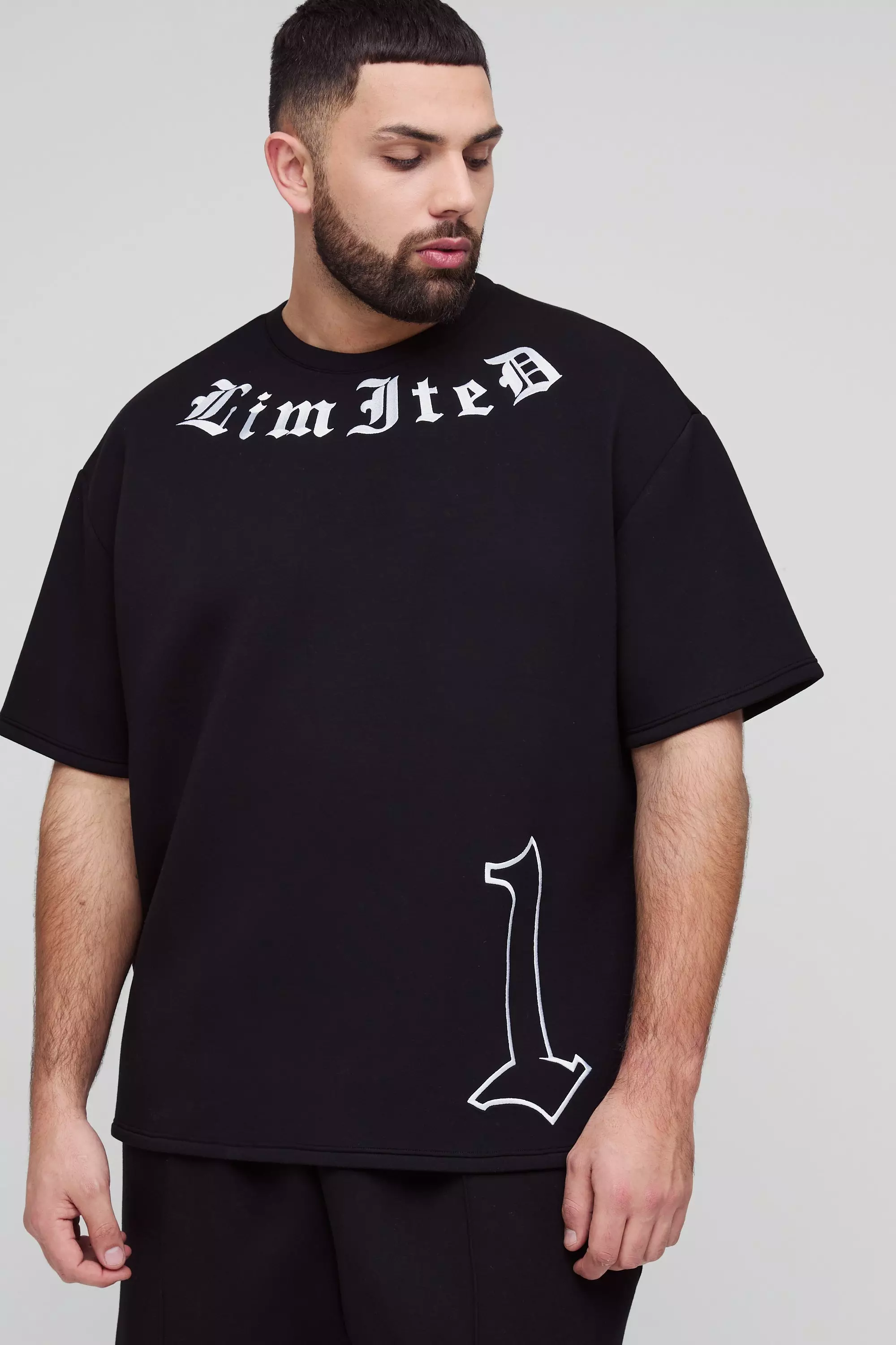 Grande taille - T-shirt oversize à broderie, Black autre image