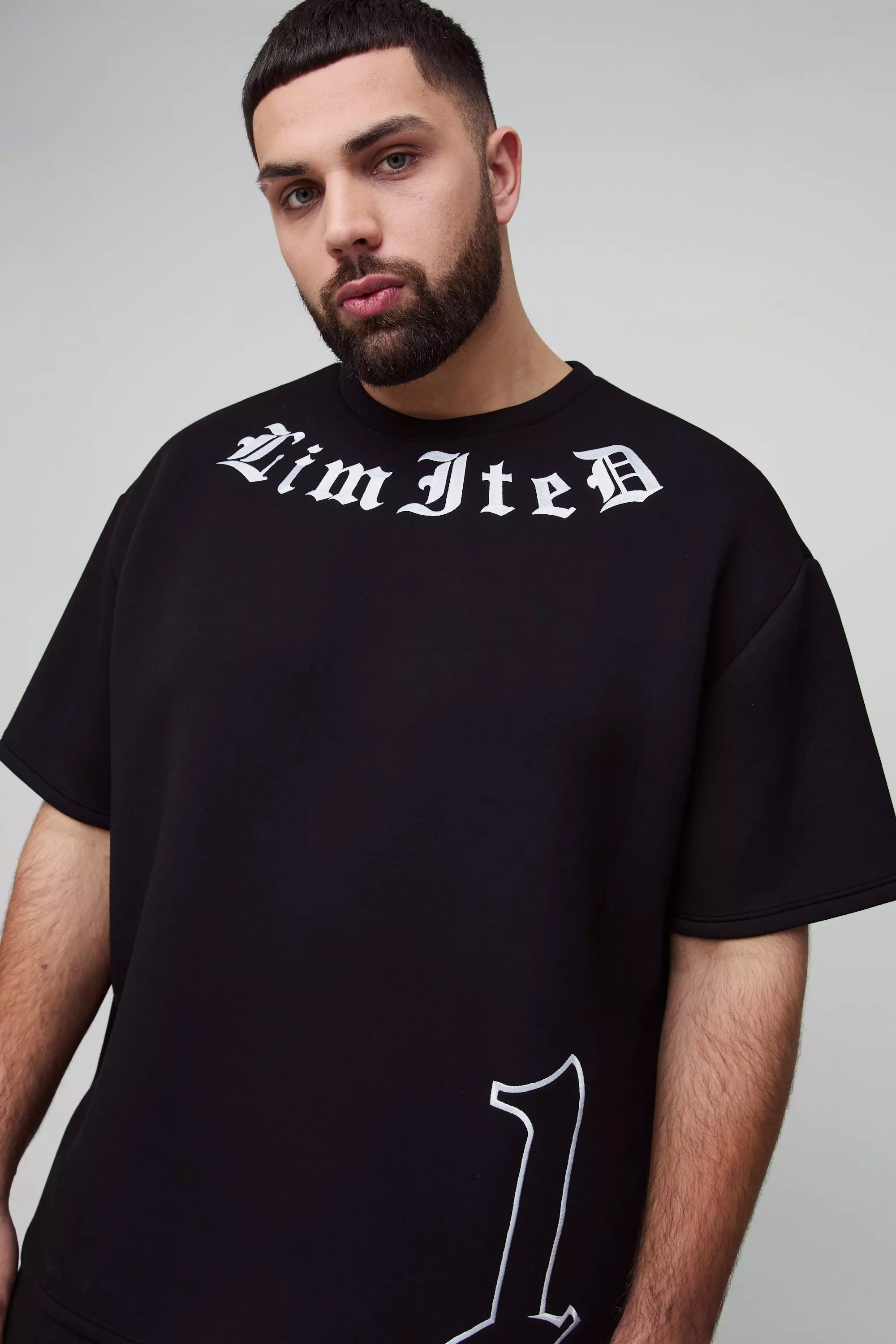 Grande taille - T-shirt oversize à broderie, Black autre image