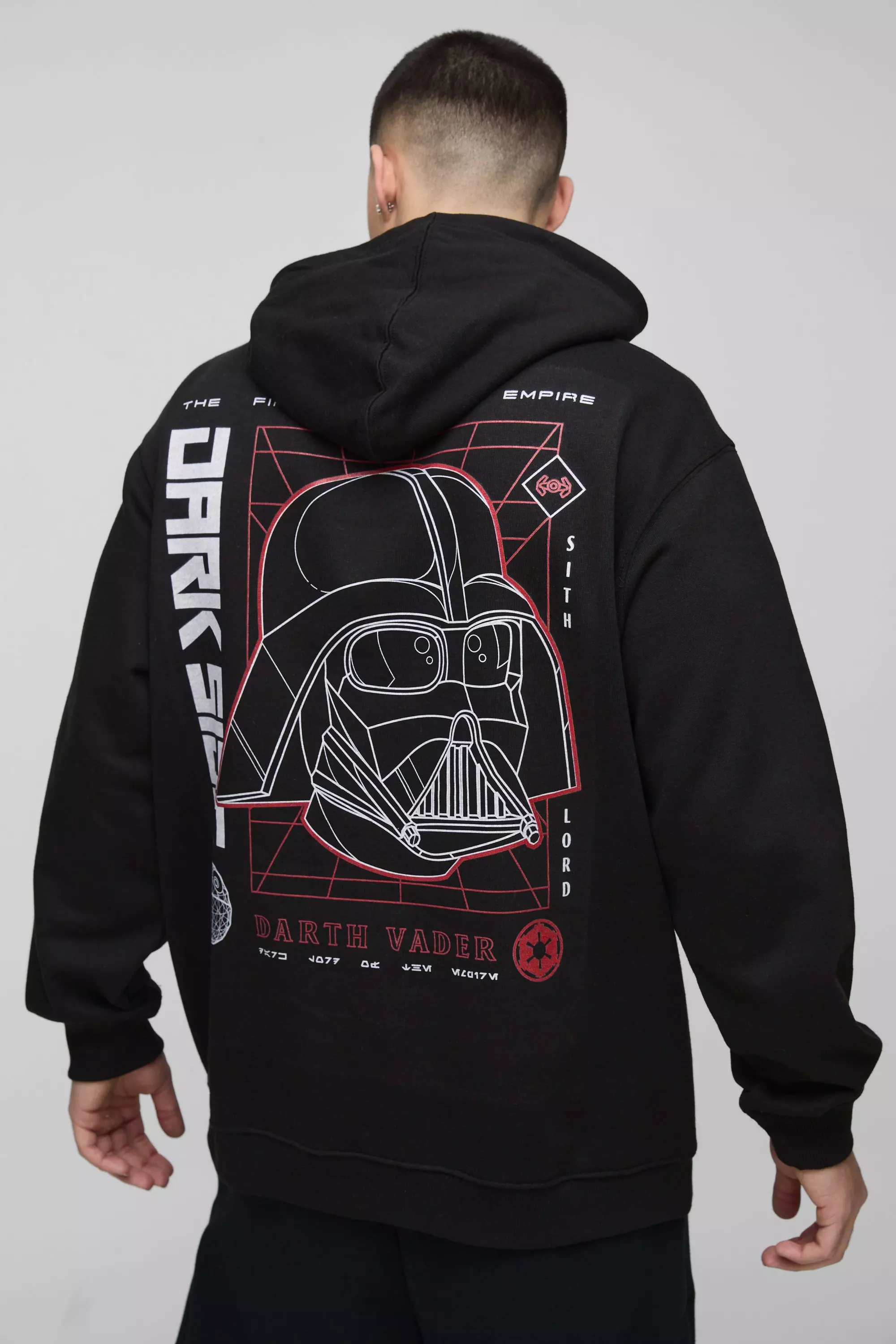 Oversized Star Wars Disney License Print Hoodie Black