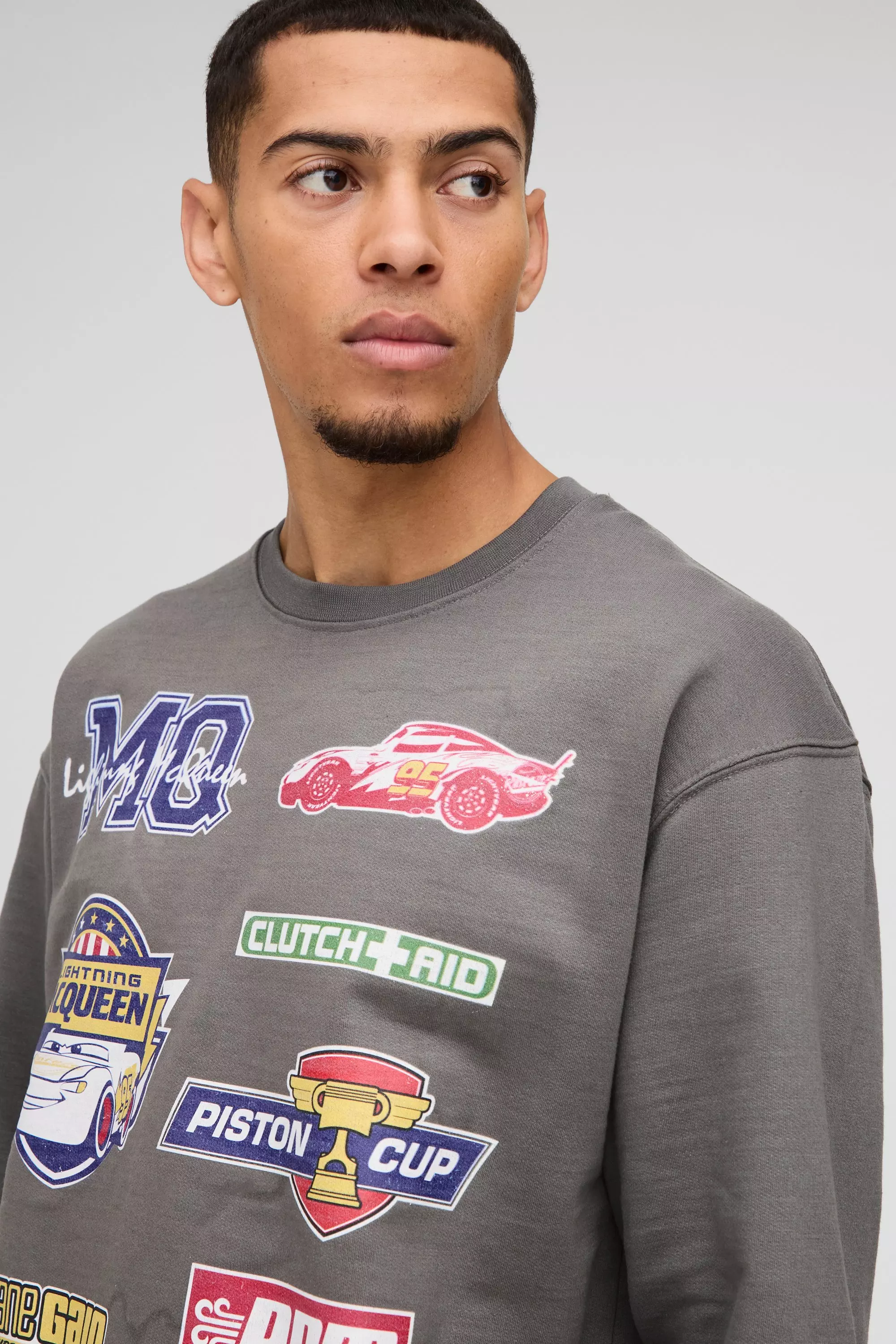Sweat oversize universitaire à imprimé Pixar Cars, Charcoal autre image