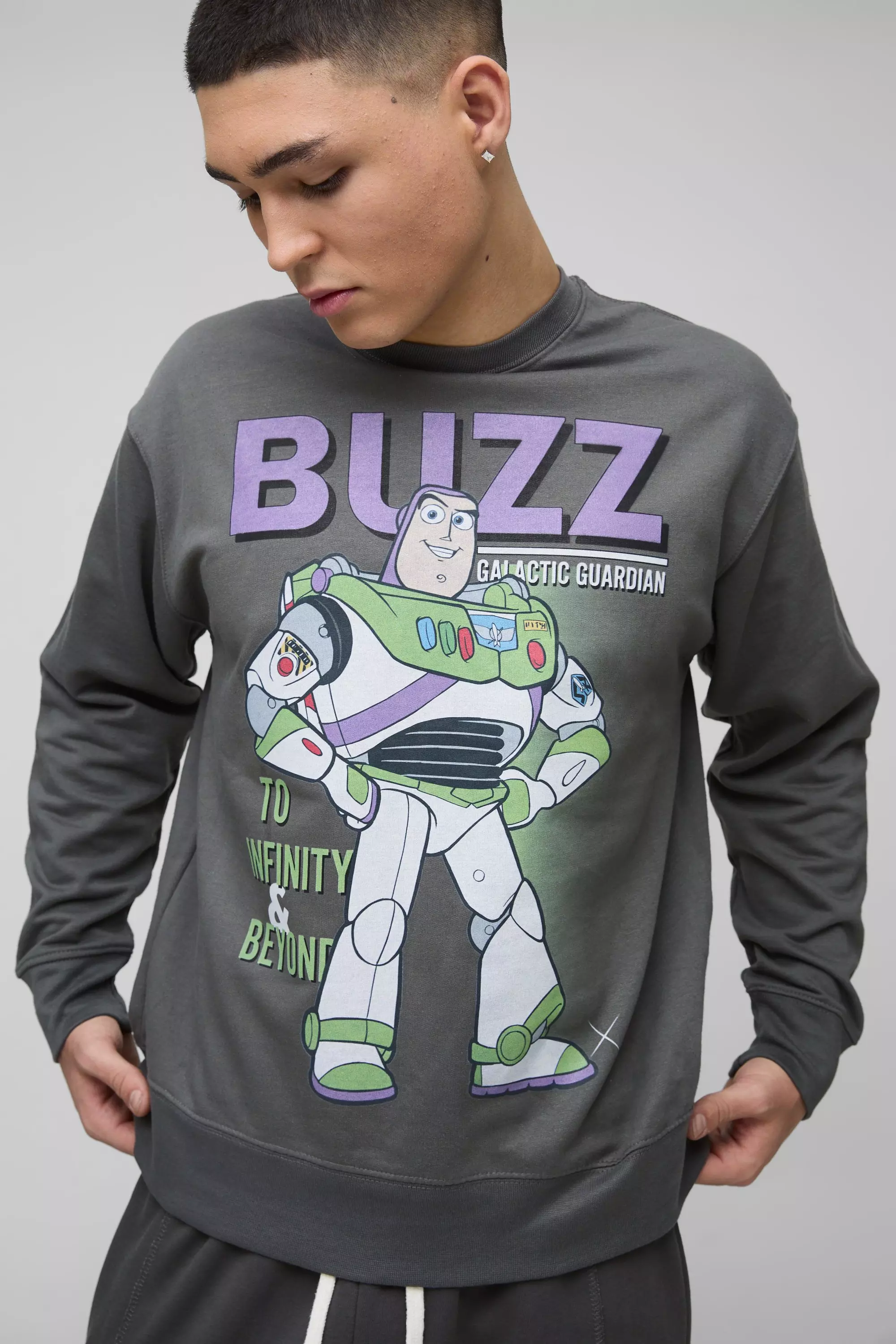 Toy Story Buzz License Print Sweatshirt Charcoal