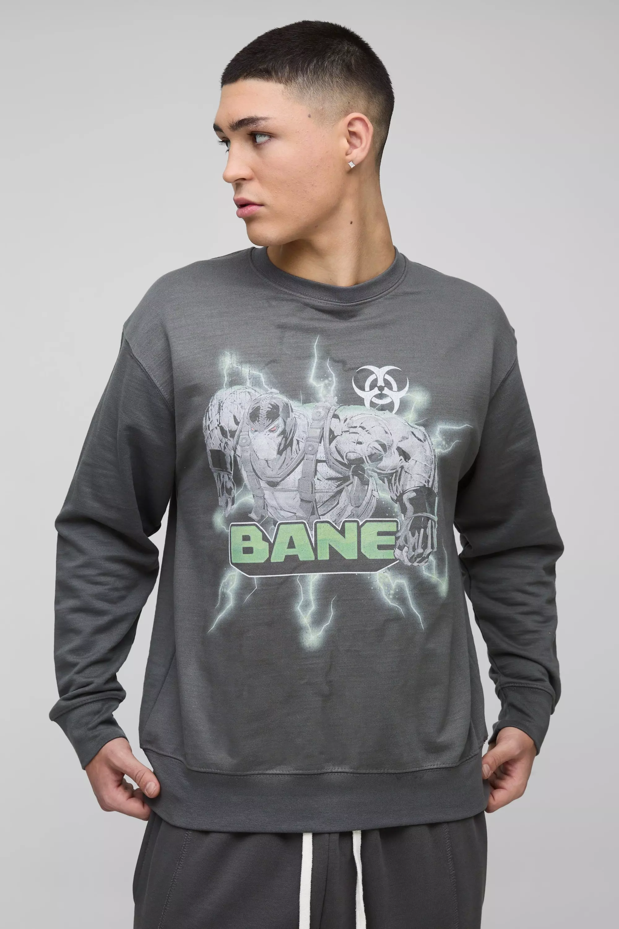 Bane License Print Sweatshirt Charcoal