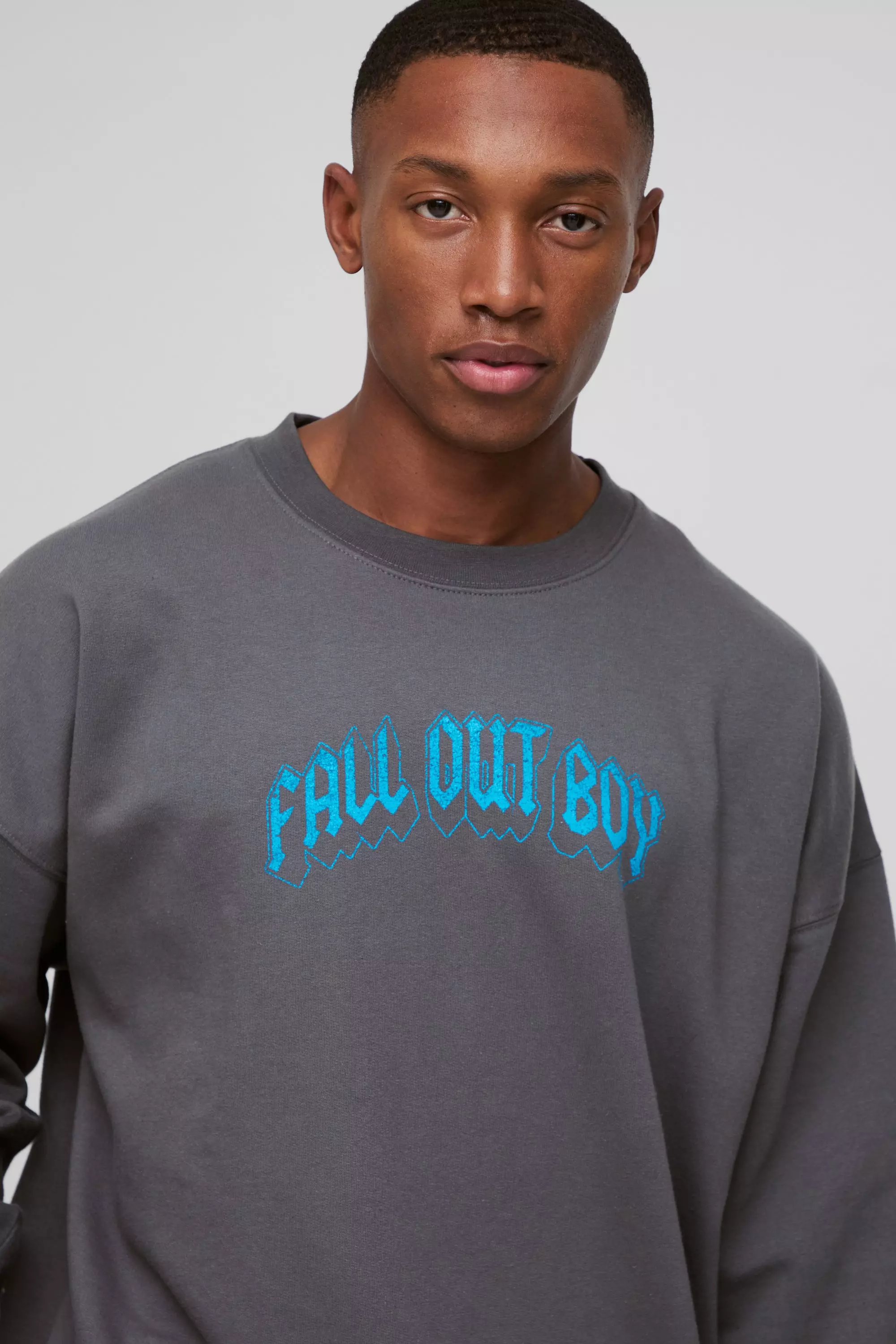 Charcoal Oversized Fall Out Boy License Print Sweatshirt alternative image