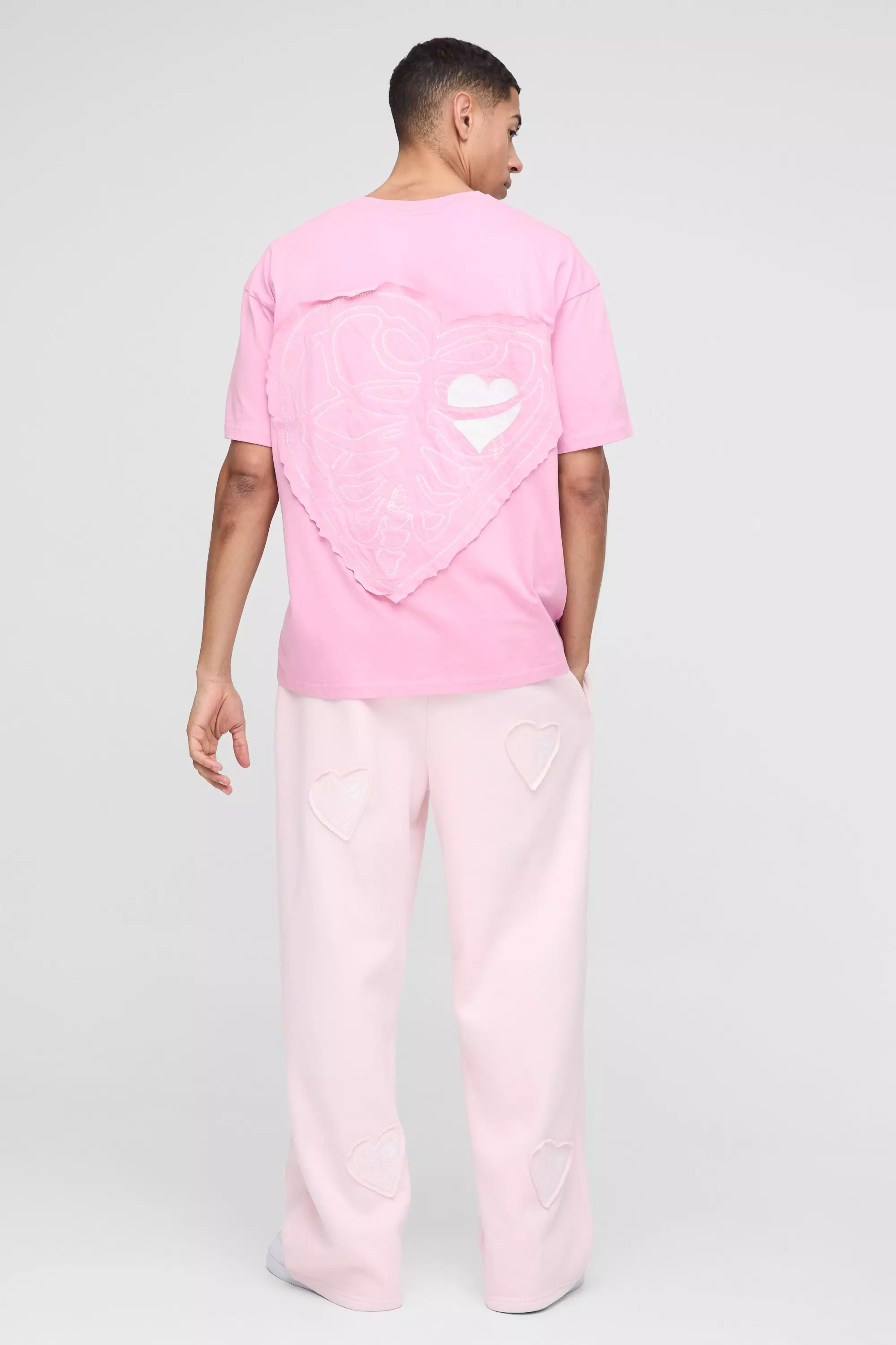 Pink Oversized Dik Hartjes T-Shirt alternatieve afbeelding