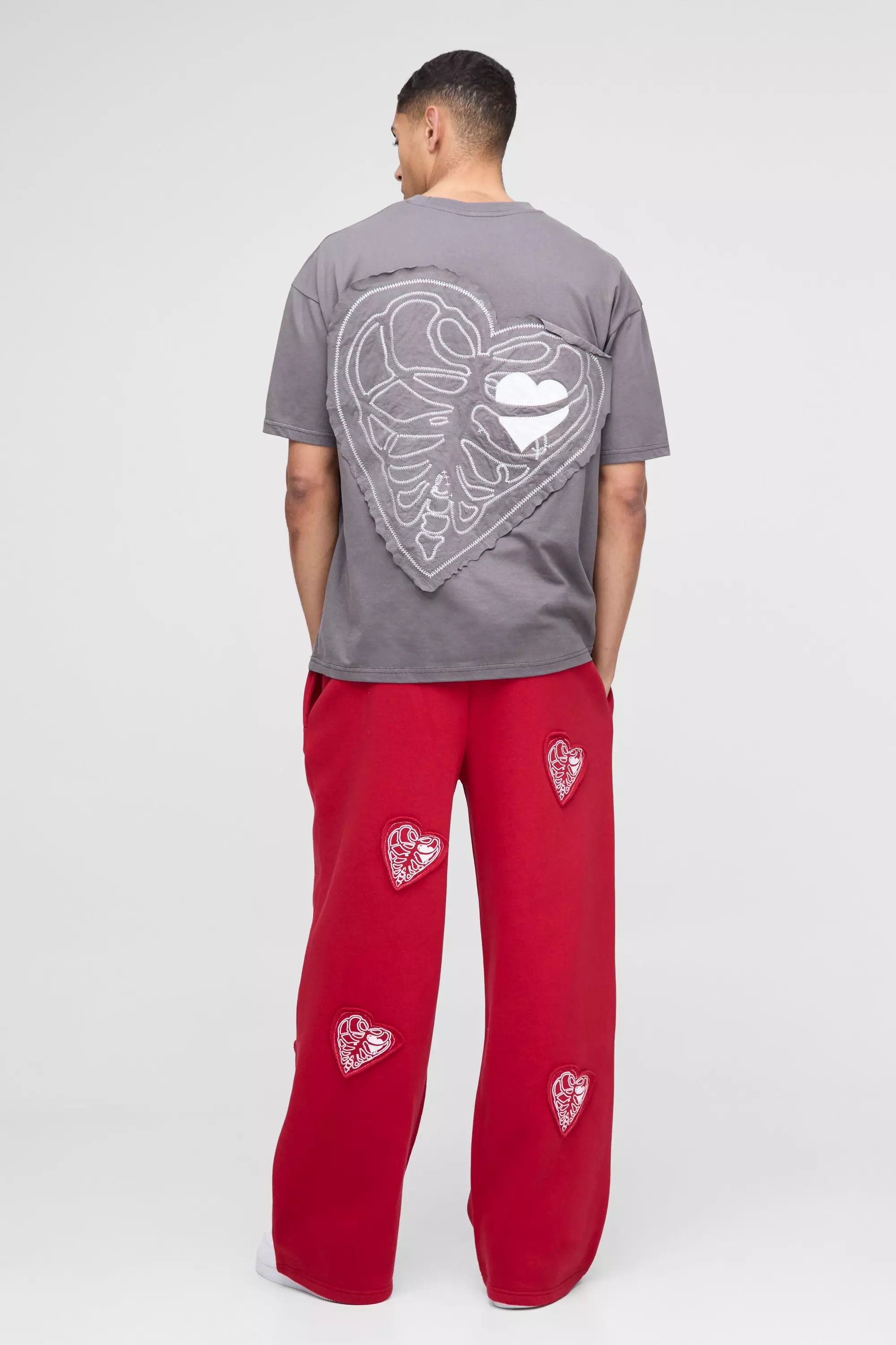 Charcoal Oversized Dik Hartjes T-Shirt alternatieve afbeelding