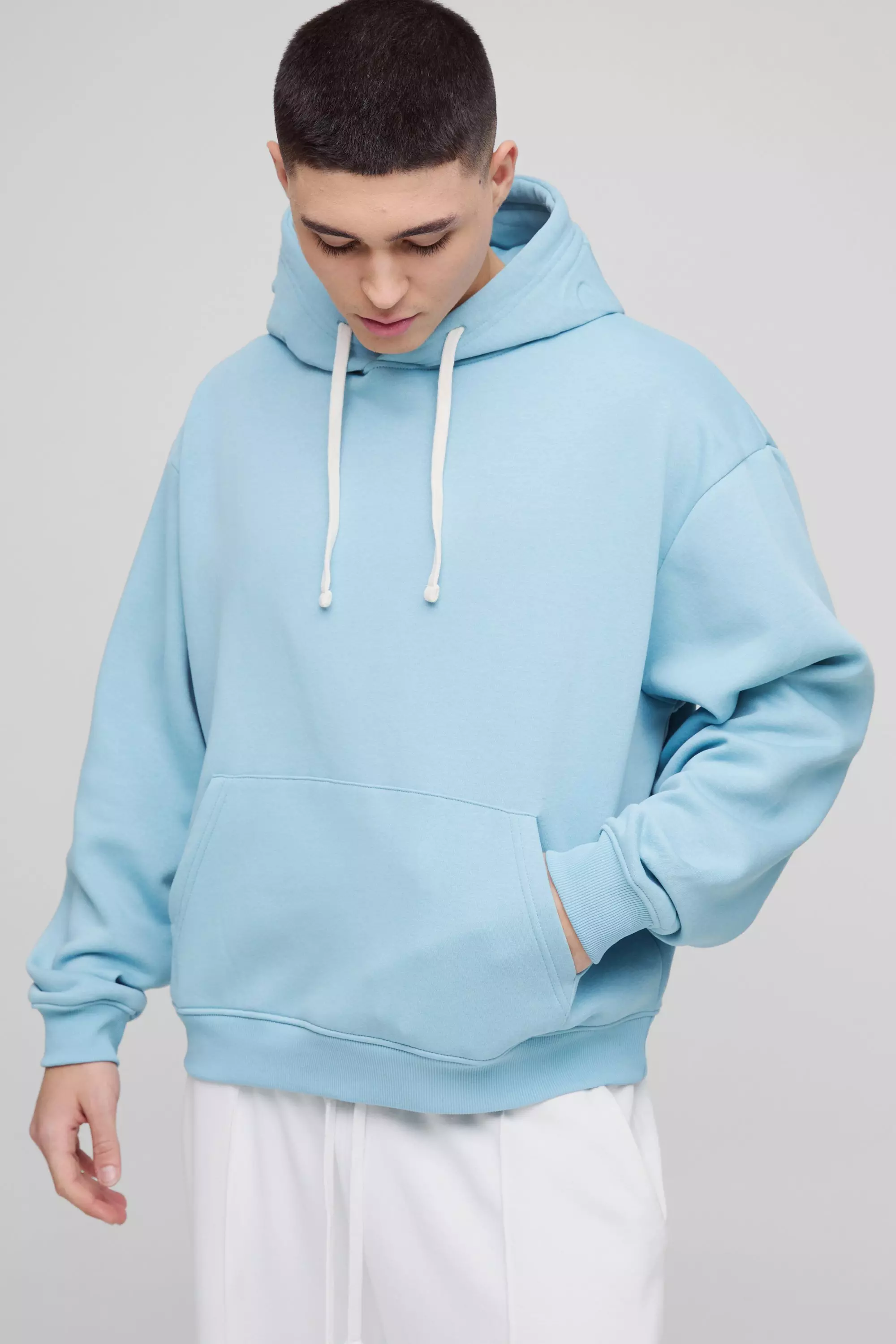 Oversized Boxy Limited Embossed Hoodie Teal