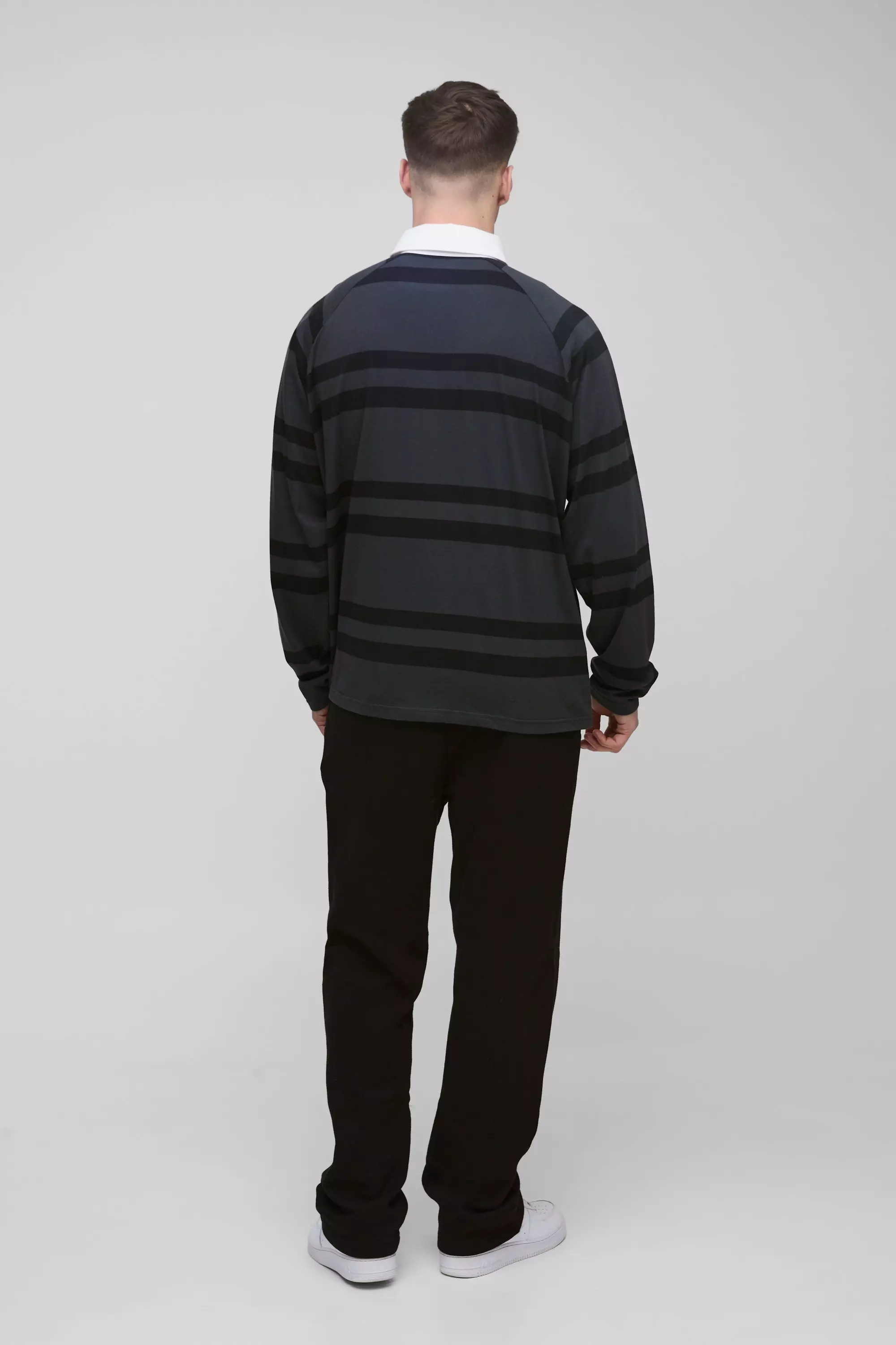 Black Tall Oversized Raglan Embroidered Polo alternative image