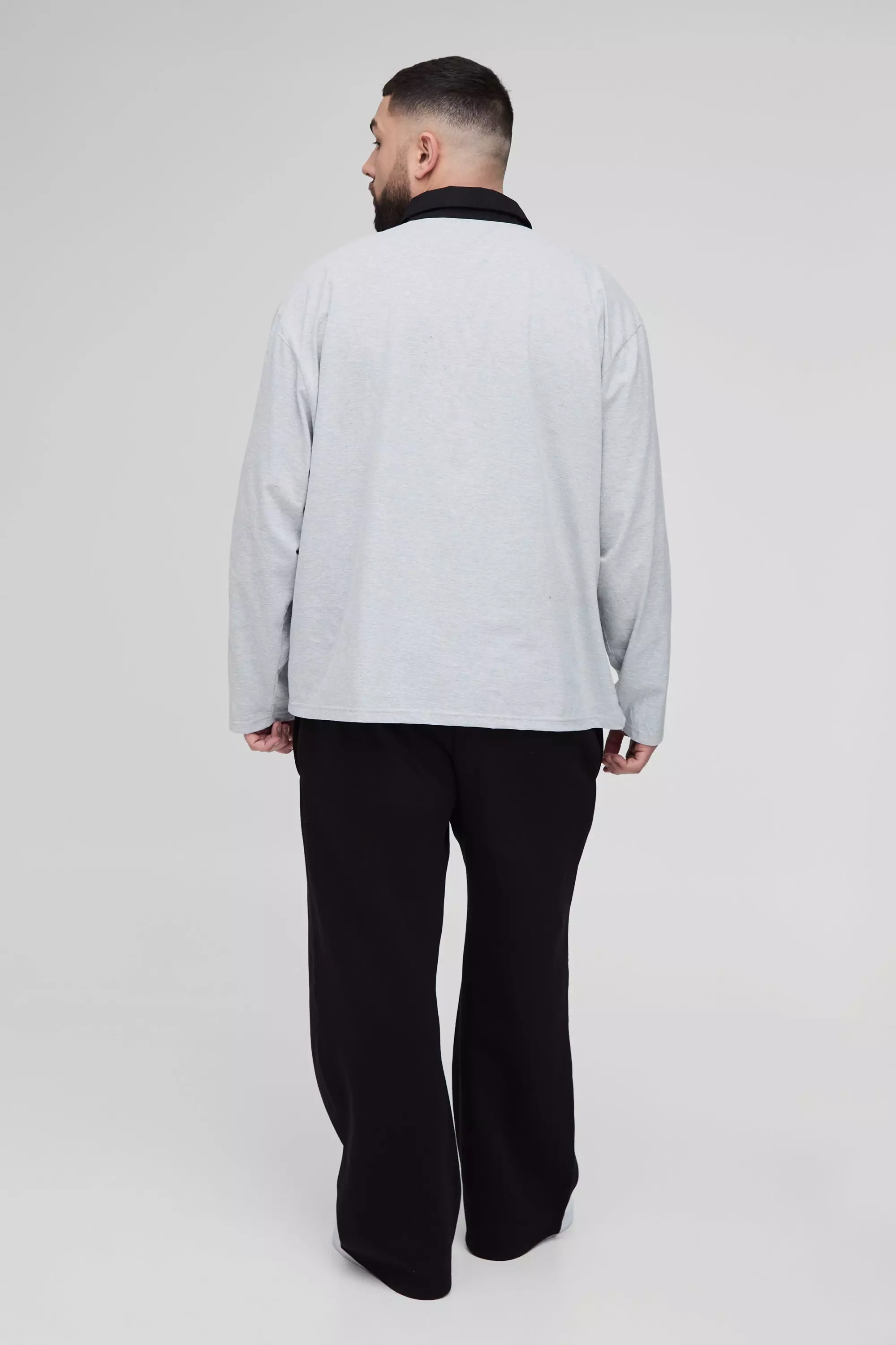 Plus Oversized Spliced Graphic Polo | boohooMAN USA
