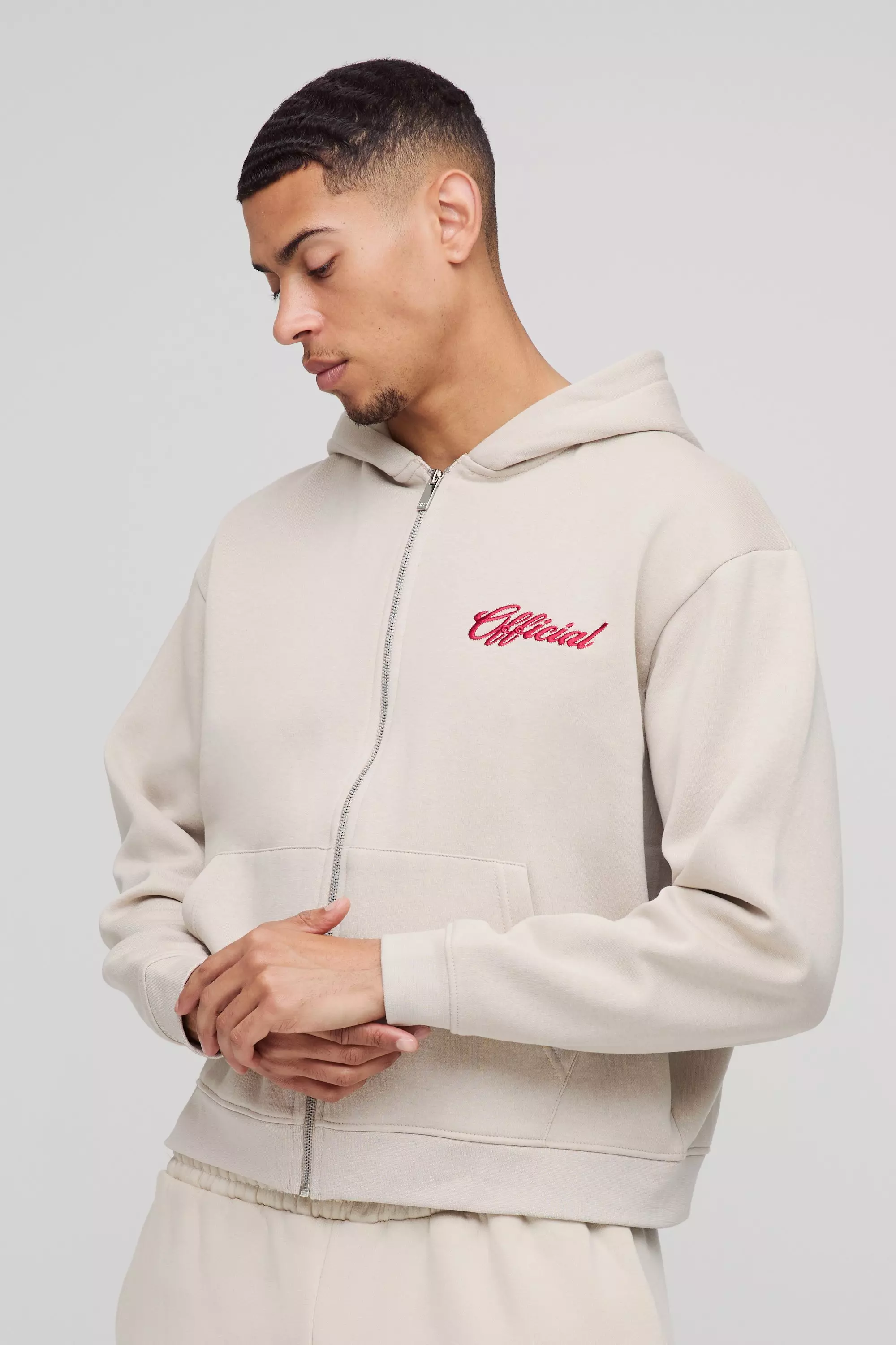 Stone Oversized Boxy Official Zip Through Hoodie alternative image
