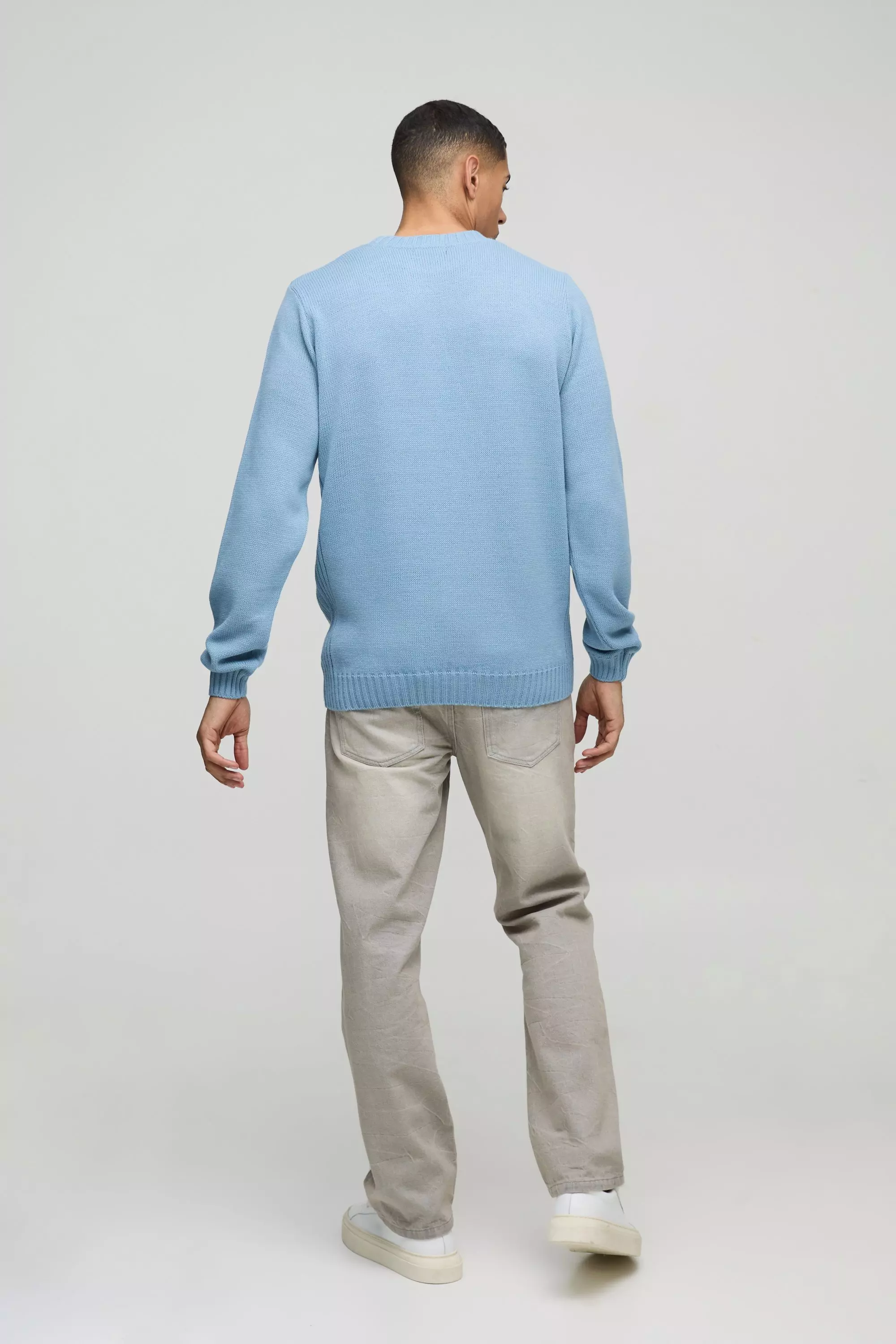 Gerippter Rundhals-Pullover, Light blue alternatives Bild