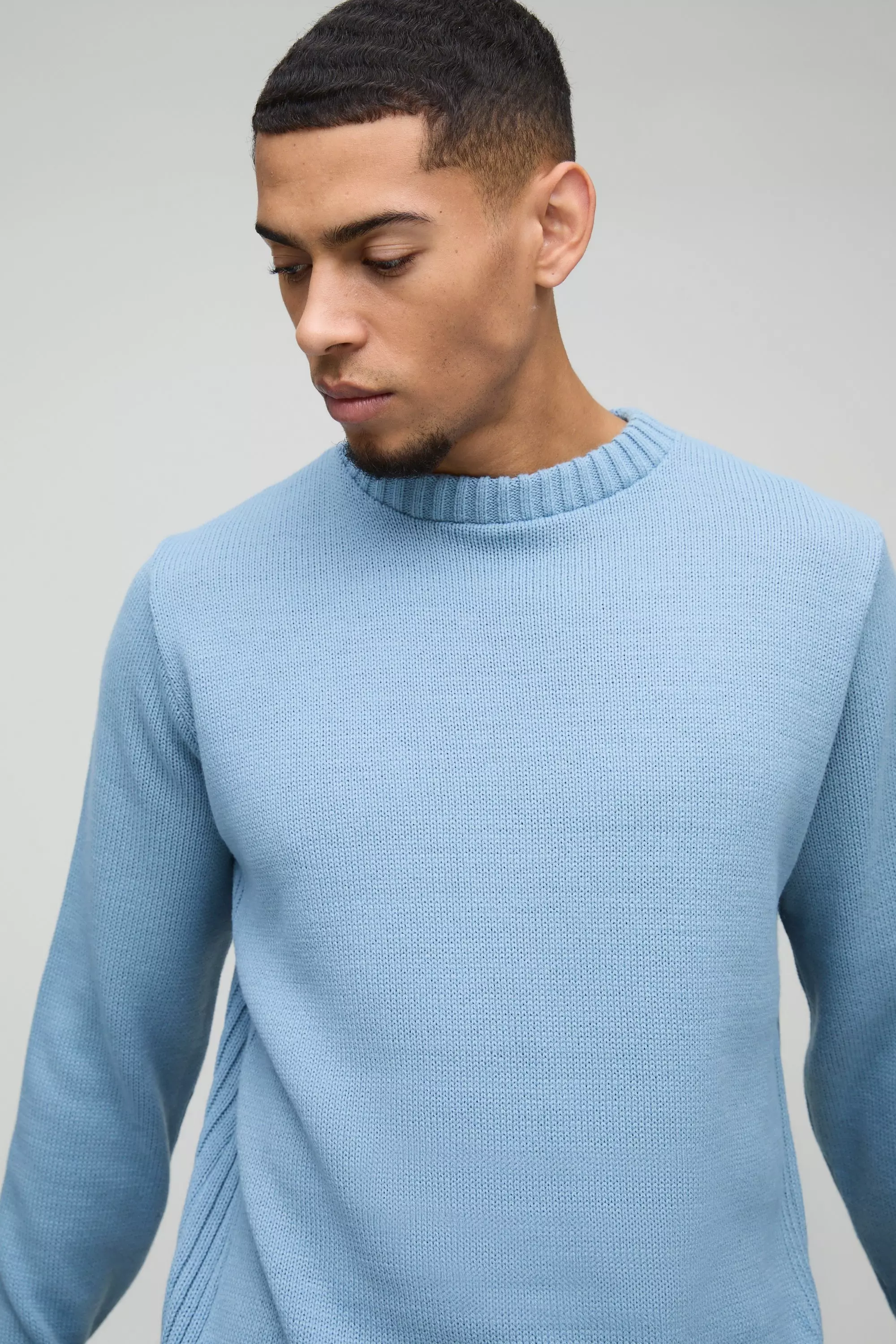 Gerippter Rundhals-Pullover, Light blue alternatives Bild