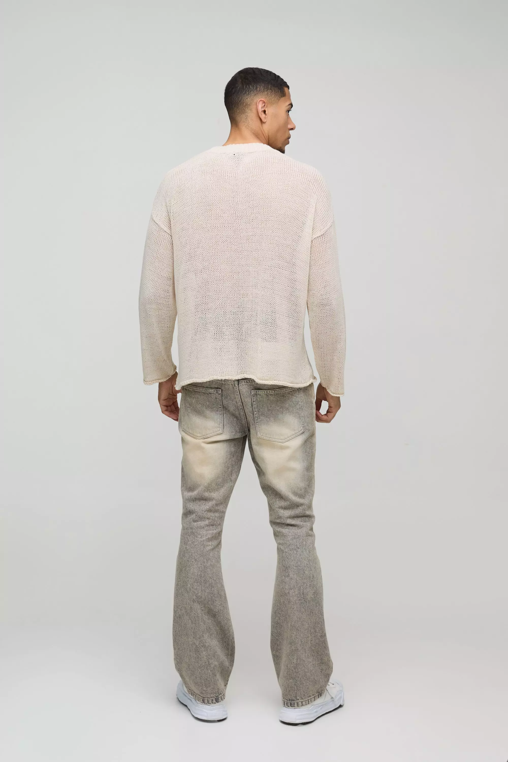Maglione Squadrato Homme Moto In Maglia Traforata, Stone immagine alternativa