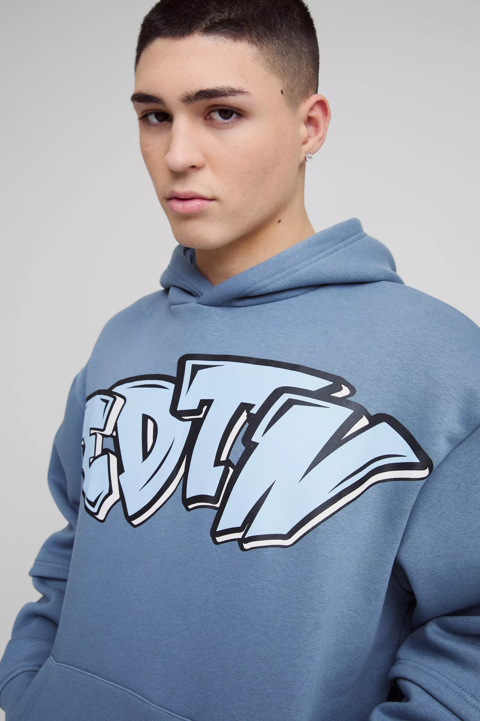 Oversize Hoodie mit Edition Grafitti-Print, Slate blue alternatives Bild