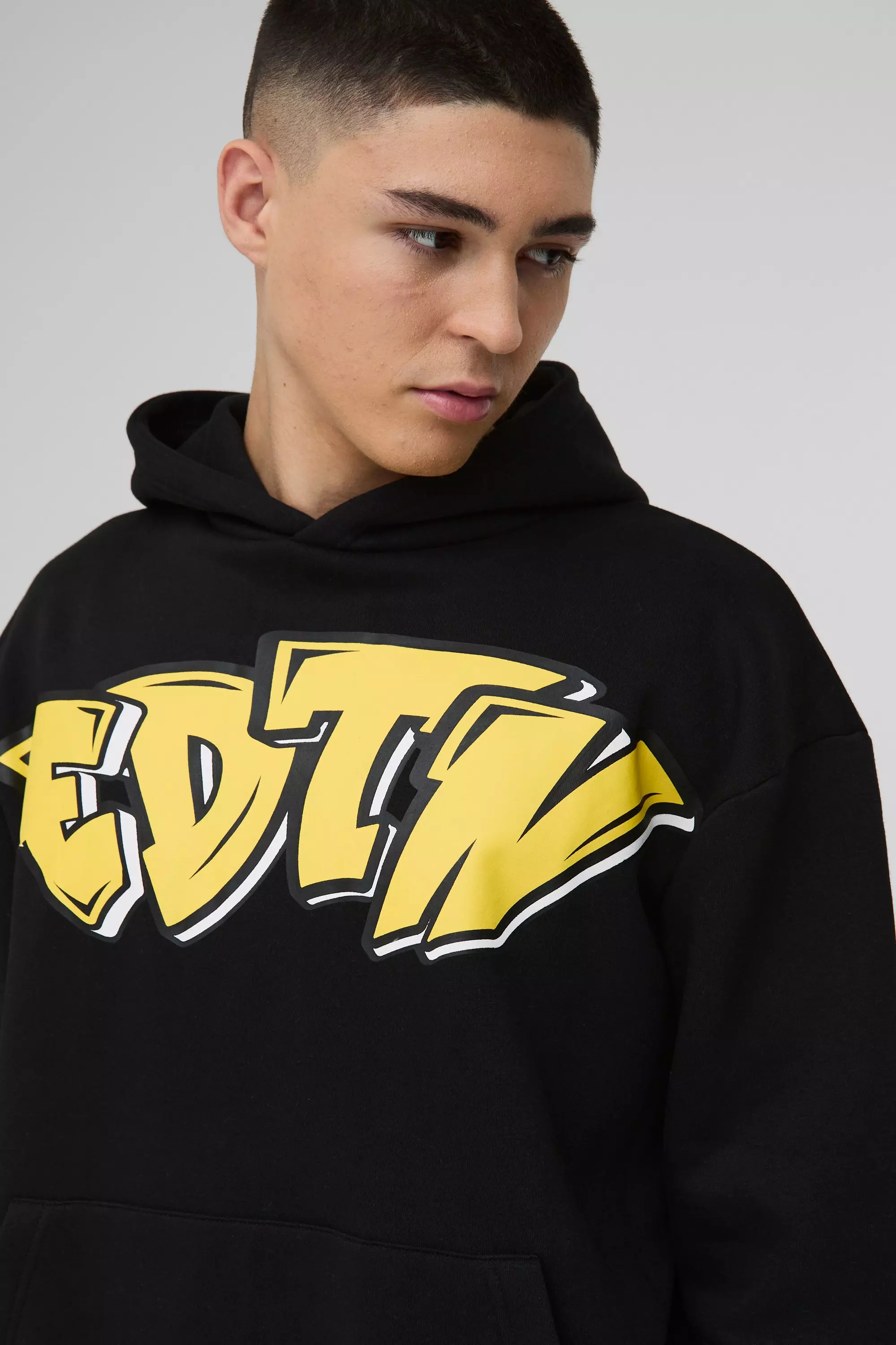 Black Oversized Edition Graffiti Print Hoodie alternative image
